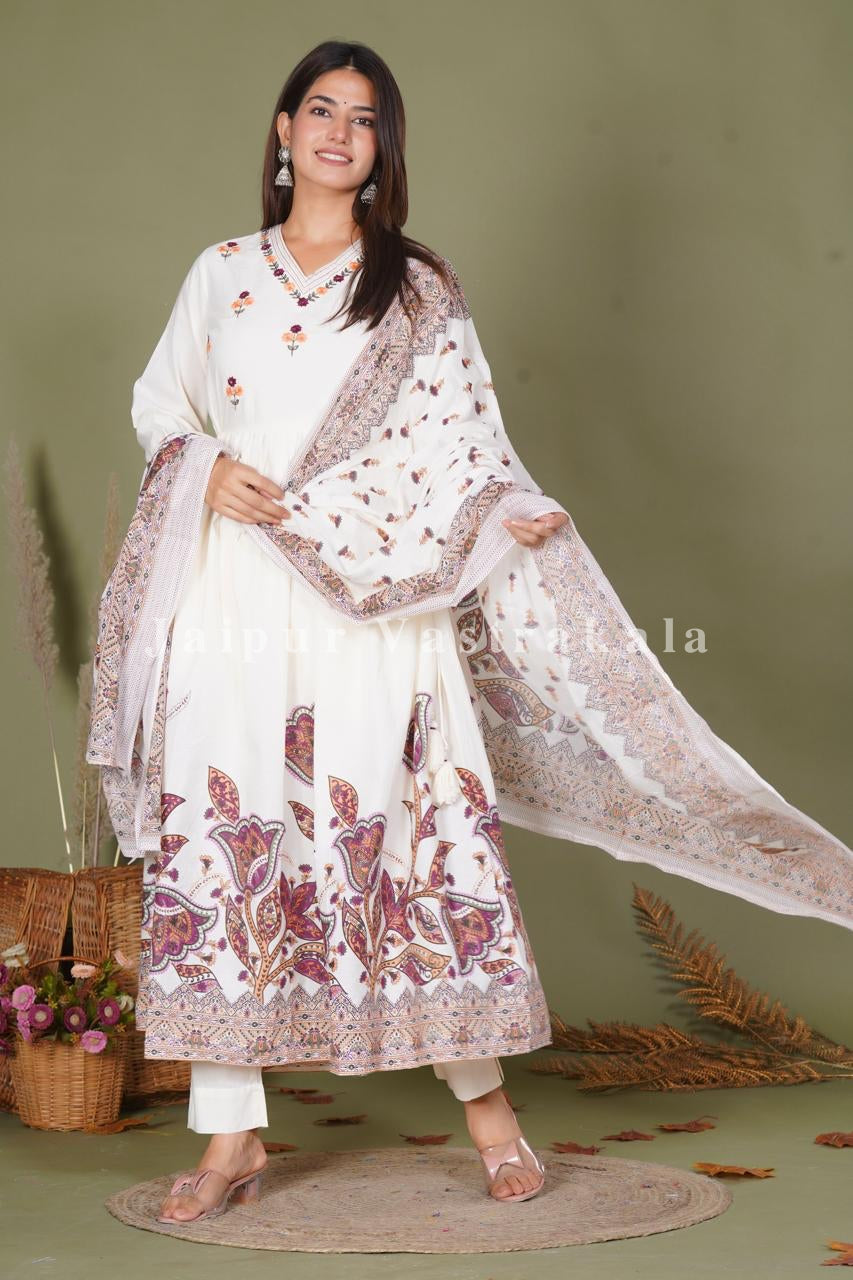 Maroon Amber Floral Pop Cotton Anarkali Suit