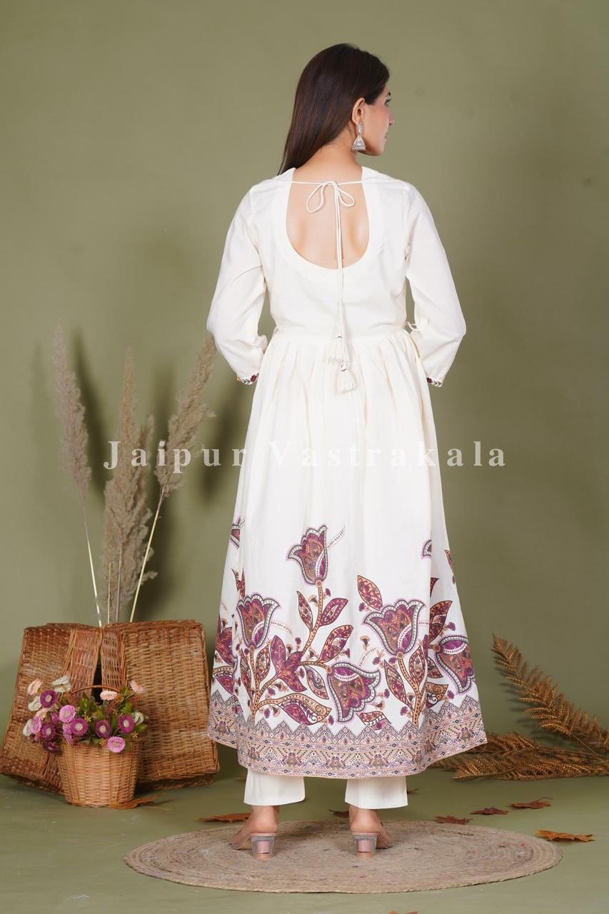 Maroon Amber Floral Pop Cotton Anarkali Suit