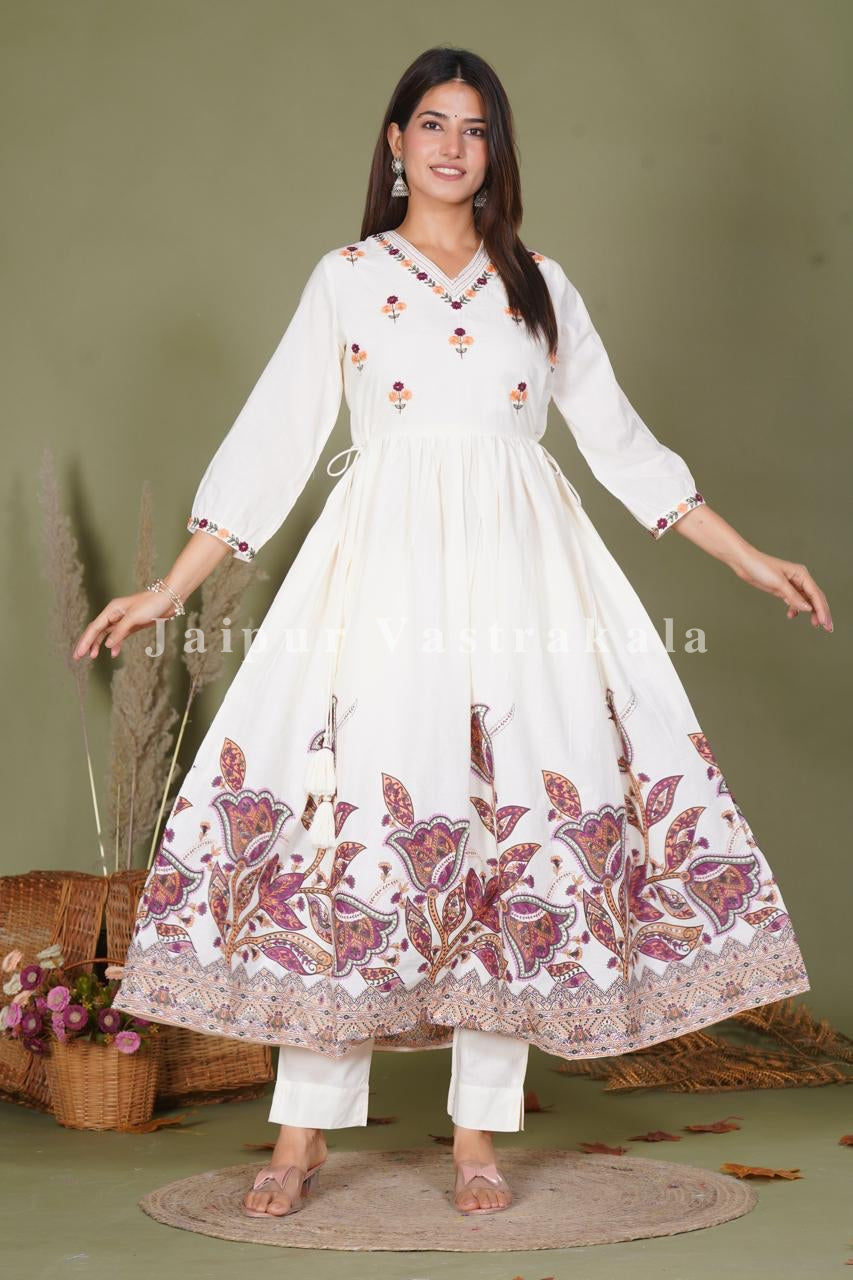 Maroon Amber Floral Pop Cotton Anarkali Suit