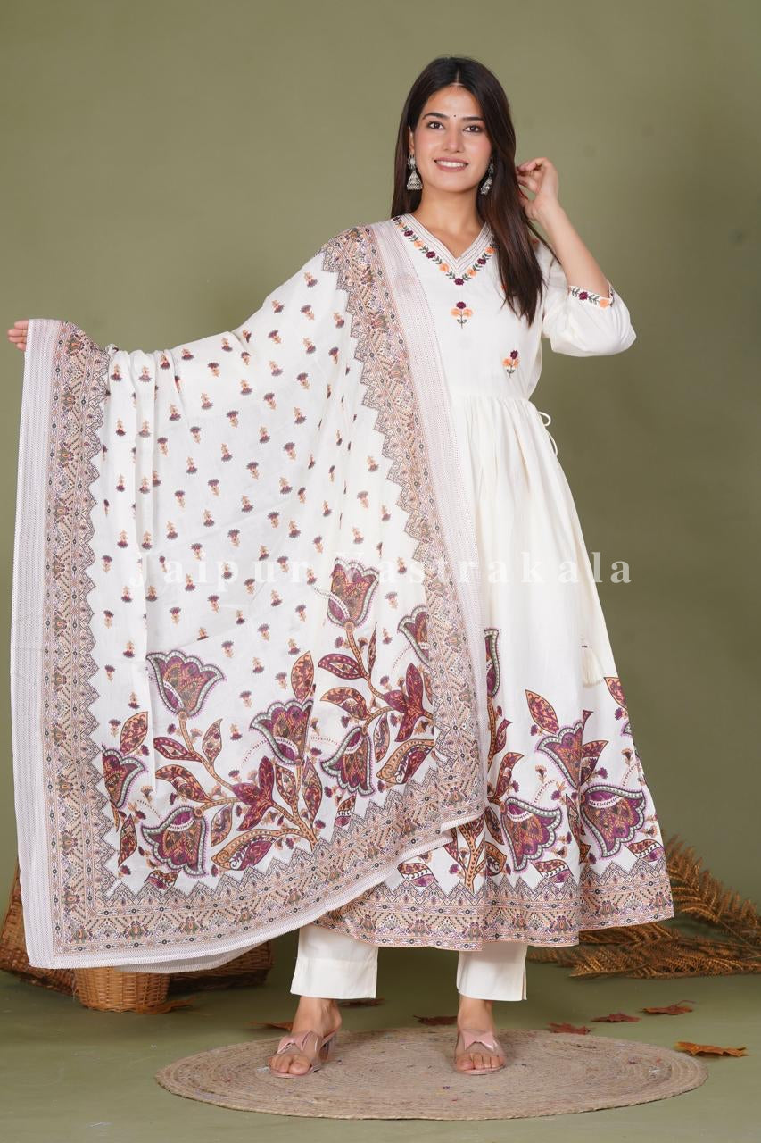 Maroon Amber Floral Pop Cotton Anarkali Suit