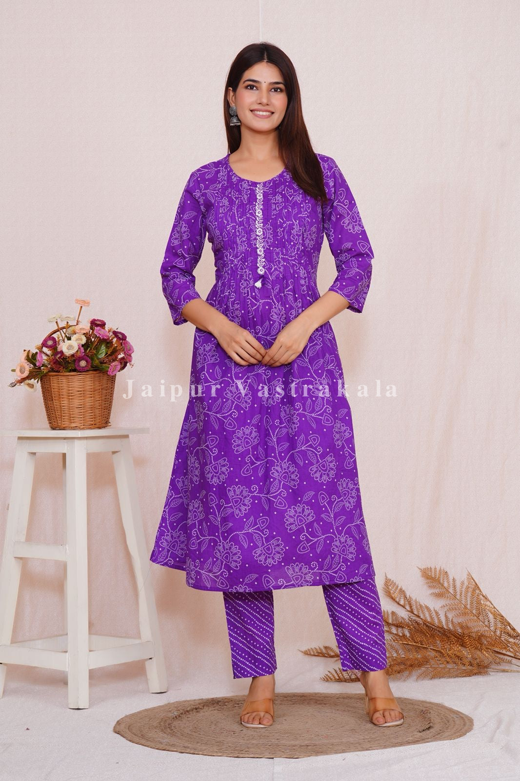 hand block printed kurta set with dupatta