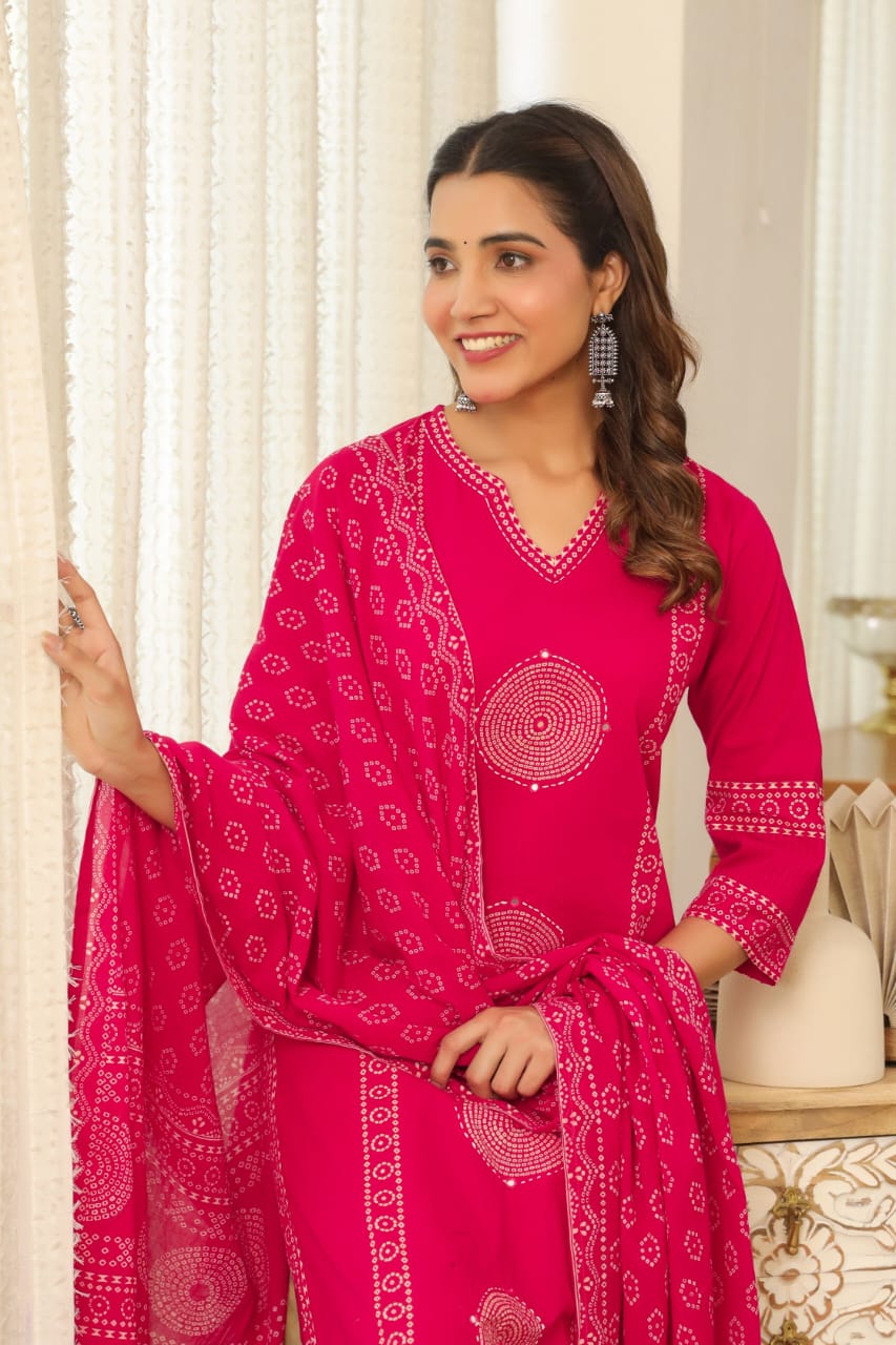 hand block printed kurta set with dupatta
