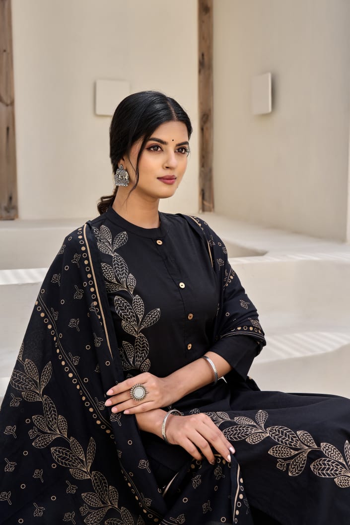 hand block printed kurta set with dupatta