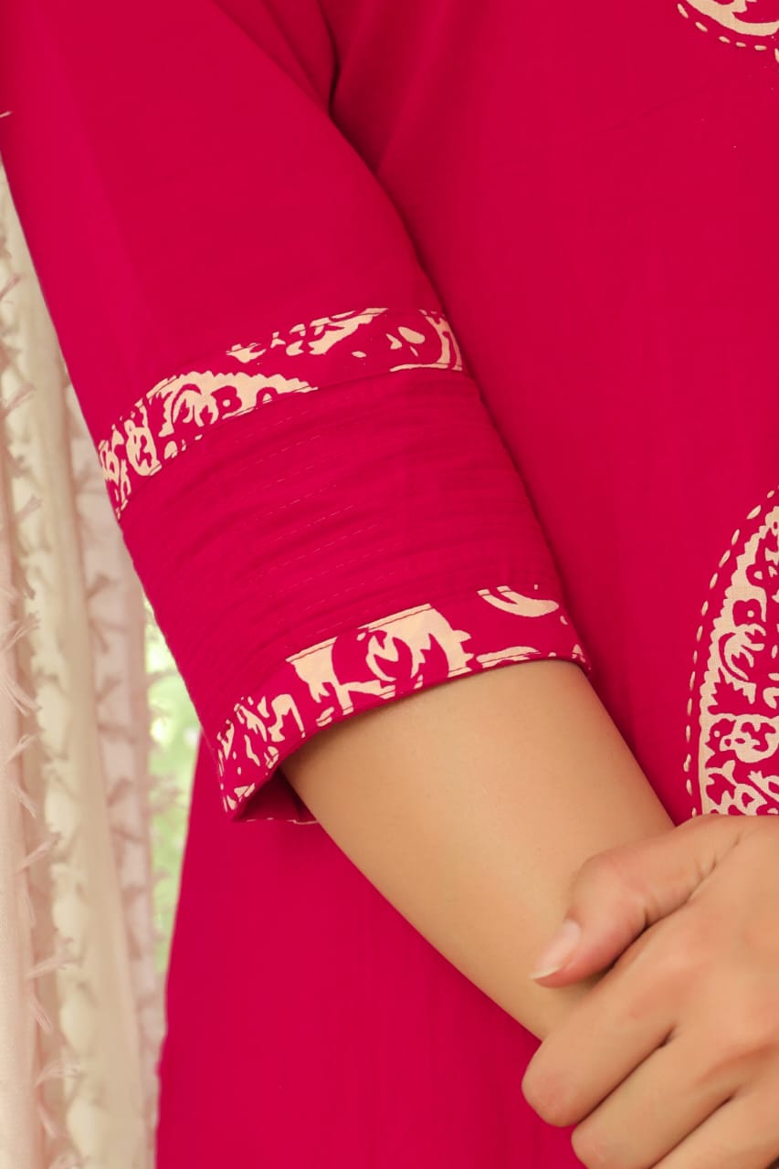 Pink Paisley Cotton Dupatta Set