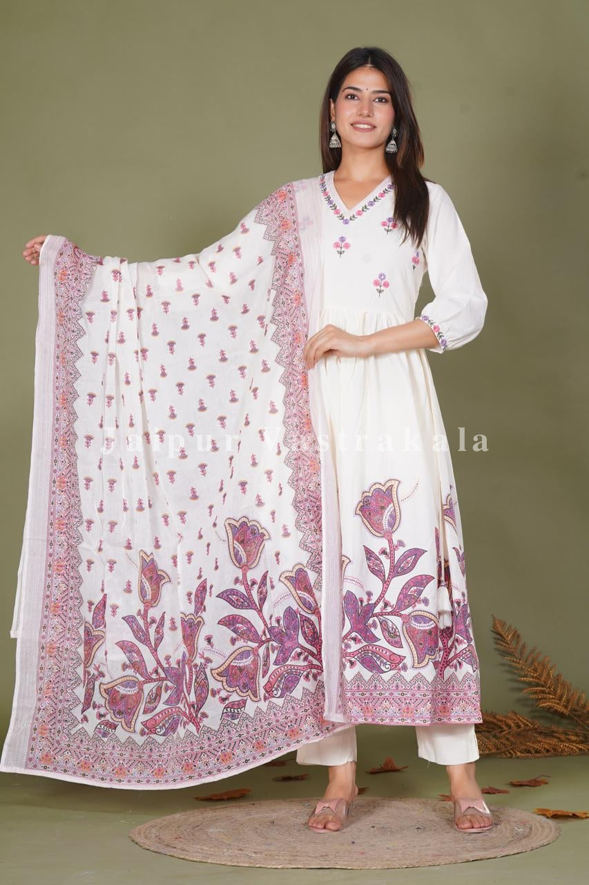Purple Bubblegum Floral Pop Cotton Anarkali Suit
