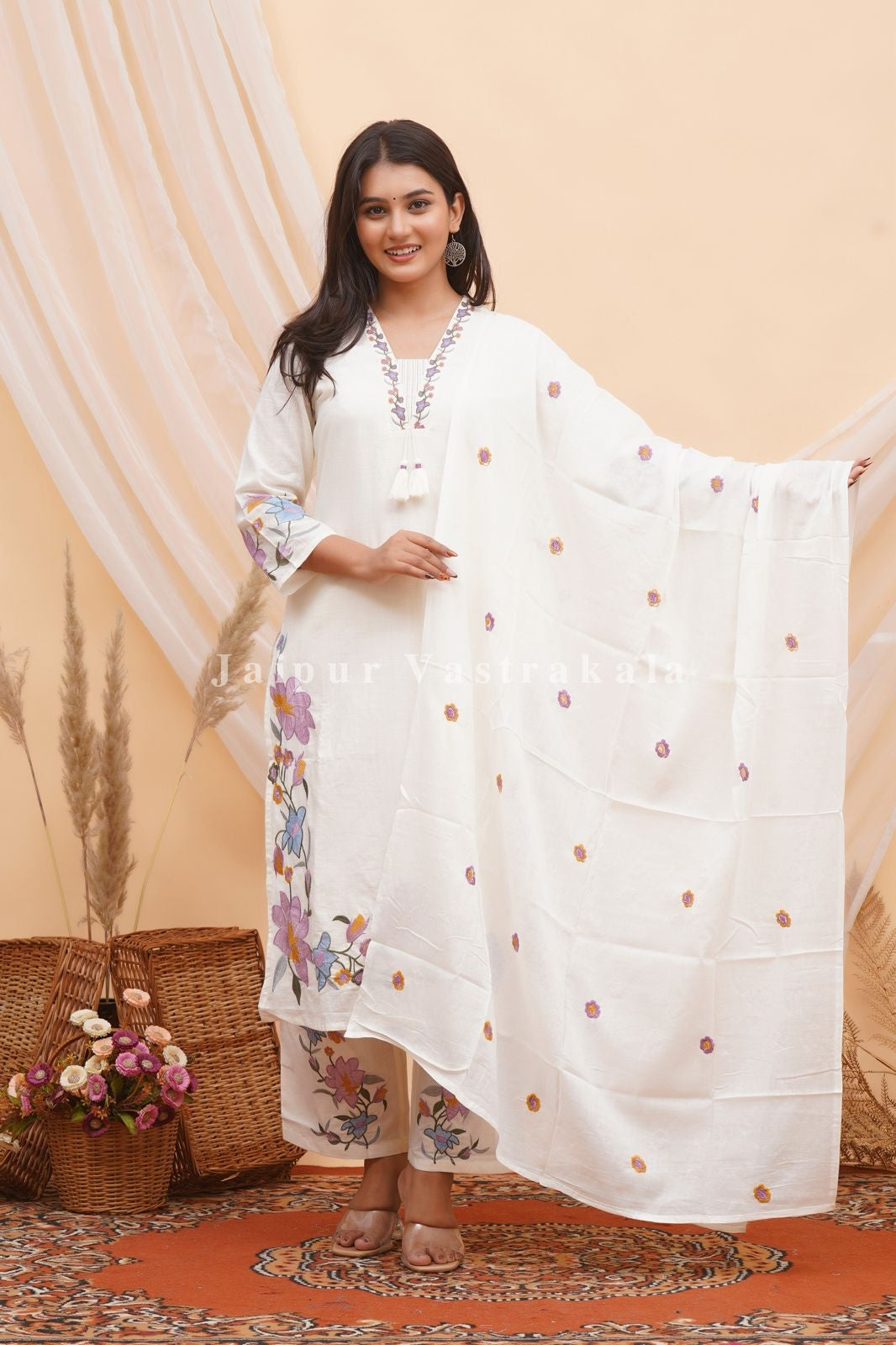 hand block printed kurta set with dupatta