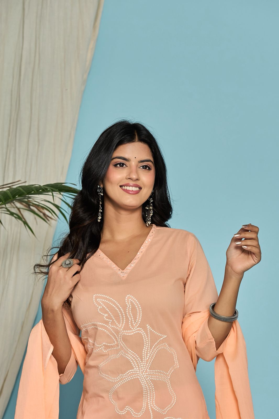 hand block printed kurta set with dupatta