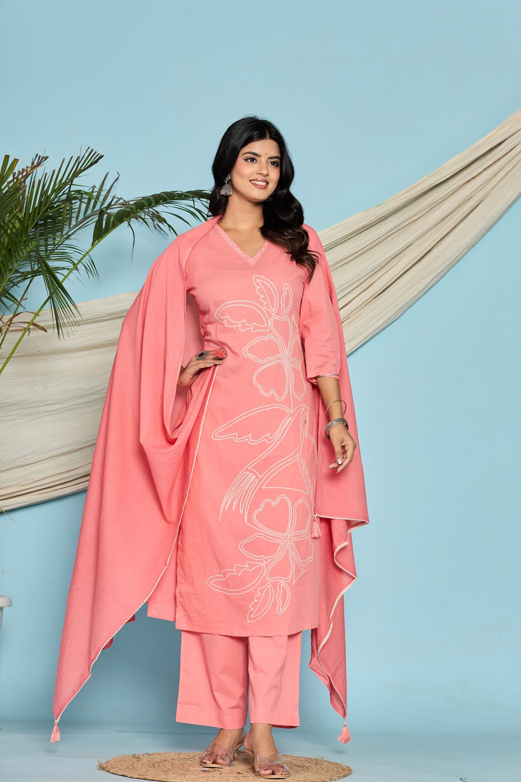 hand block printed kurta set with dupatta