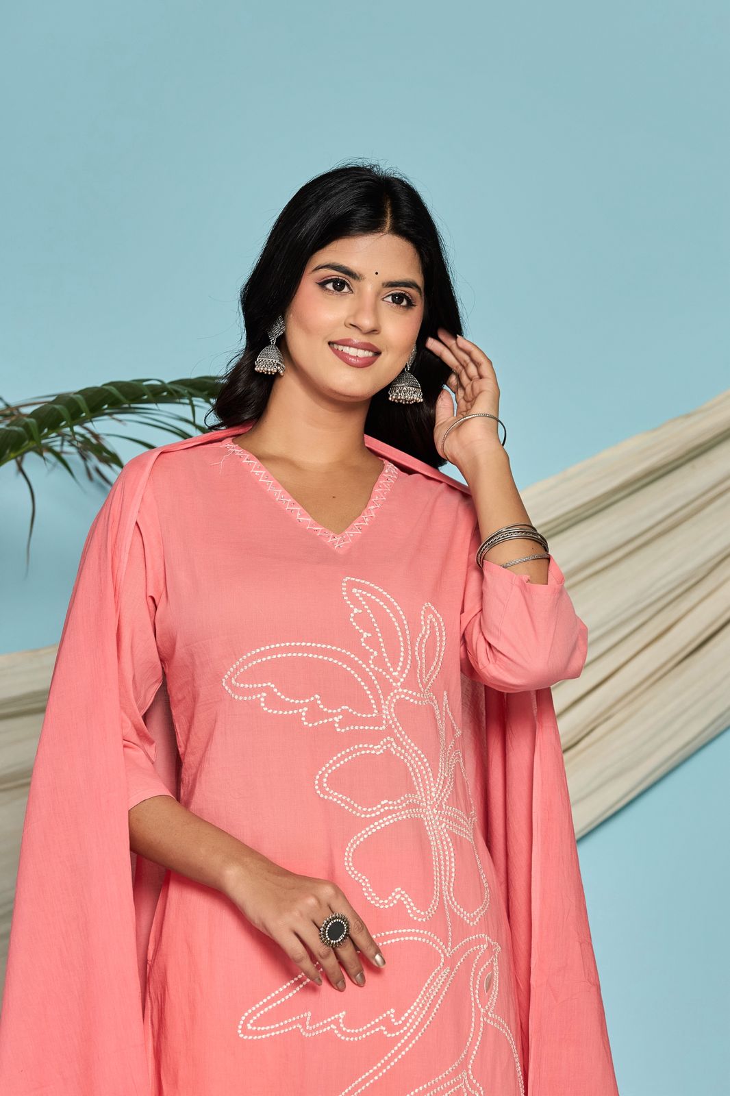 hand block printed kurta set with dupatta