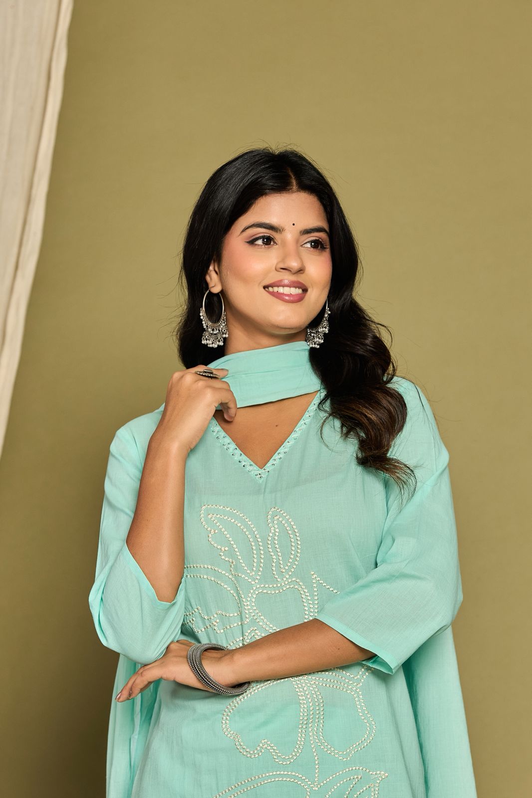 hand block printed kurta set with dupatta