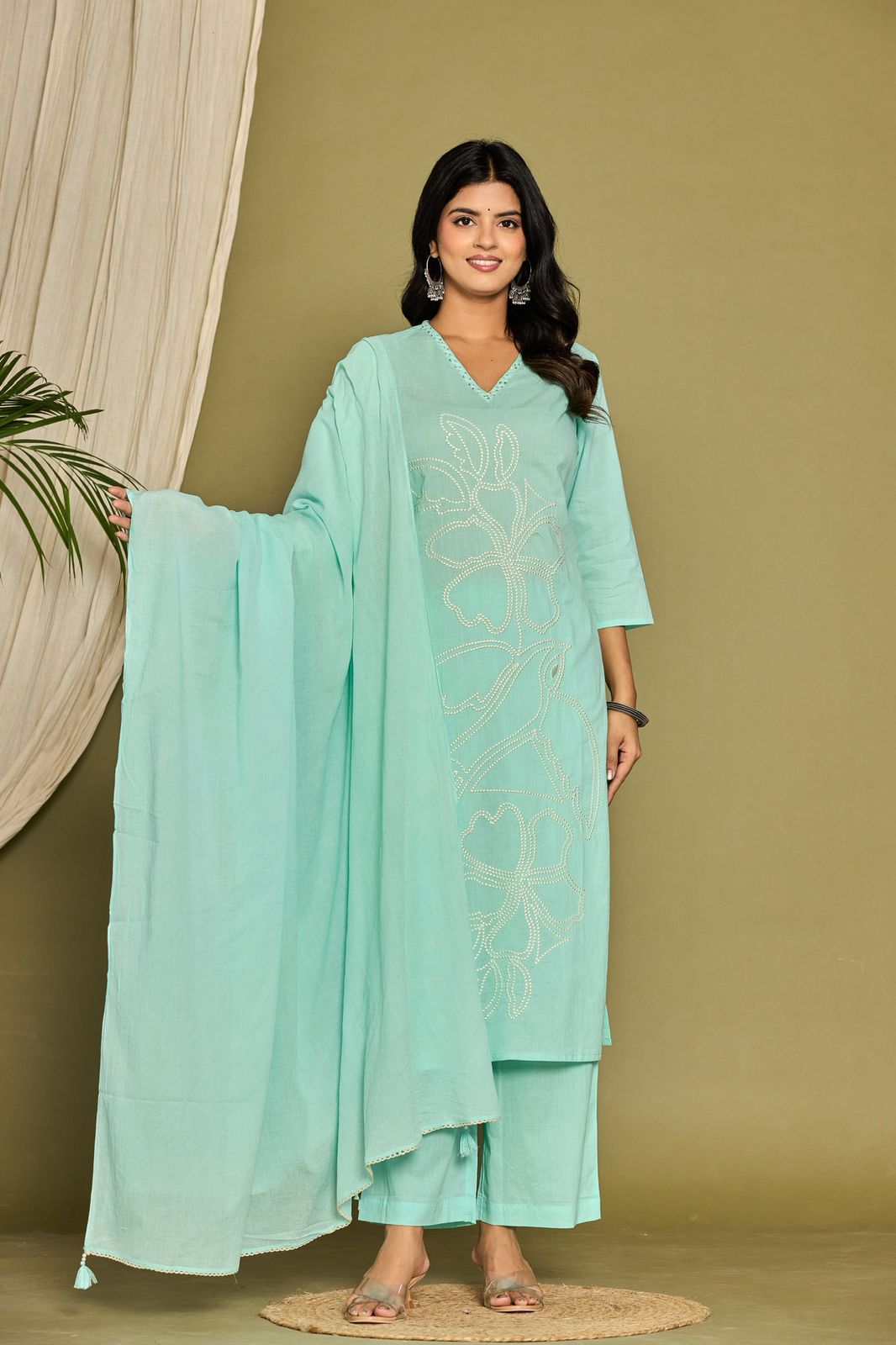 hand block printed kurta set with dupatta