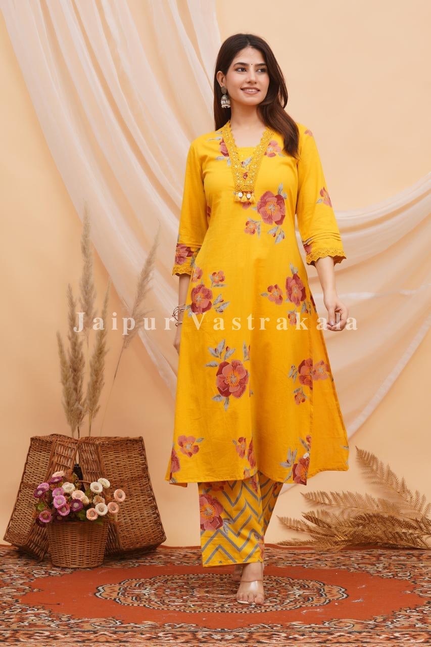 Yellow Bahaar Cotton Dupatta Set