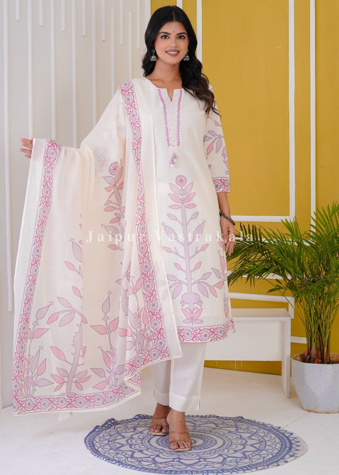 hand block printed kurta set with dupatta