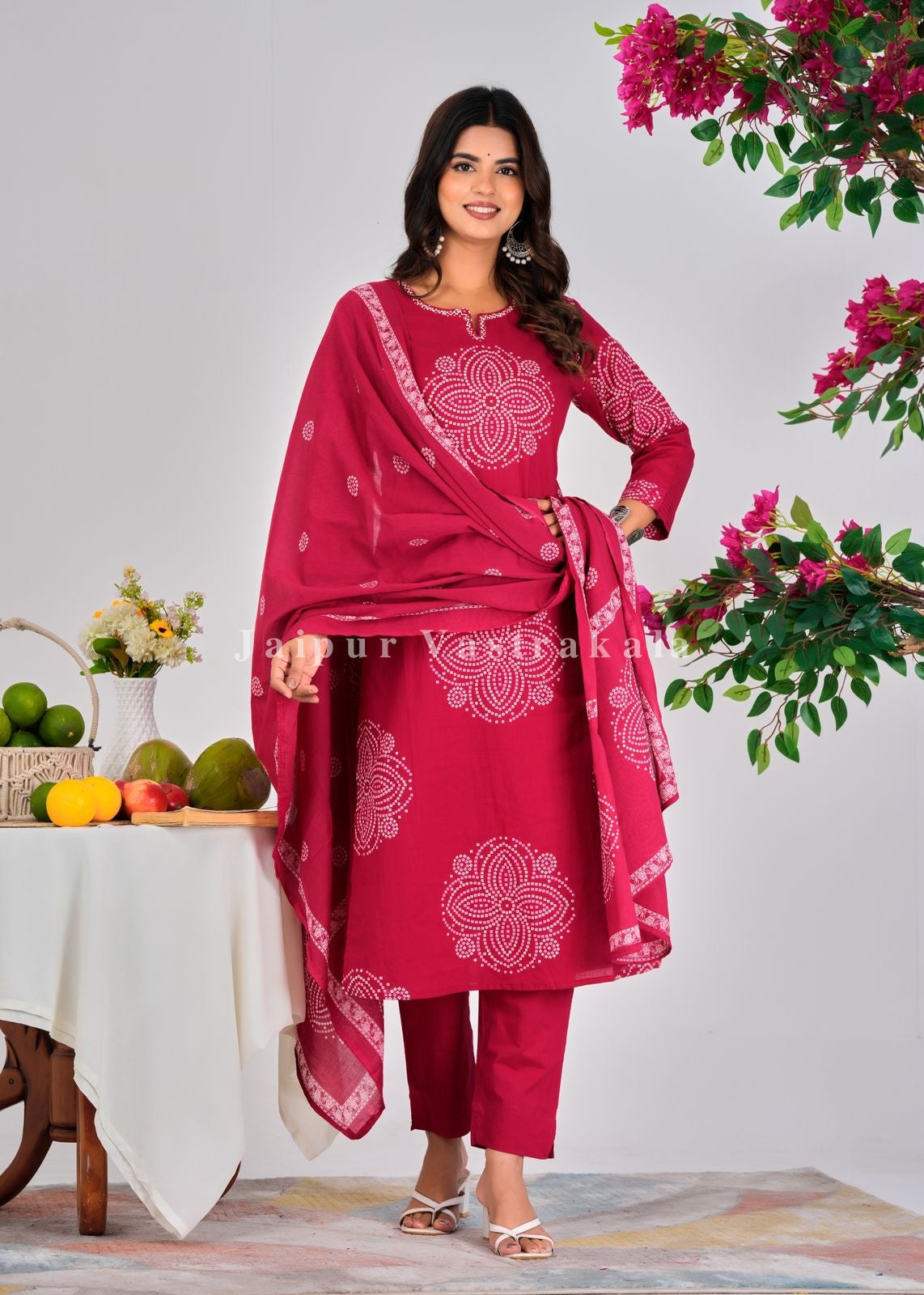Gulabi Heritage Cotton Dupatta Set