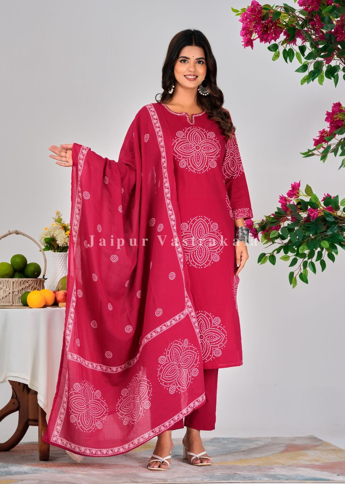Gulabi Heritage Cotton Dupatta Set