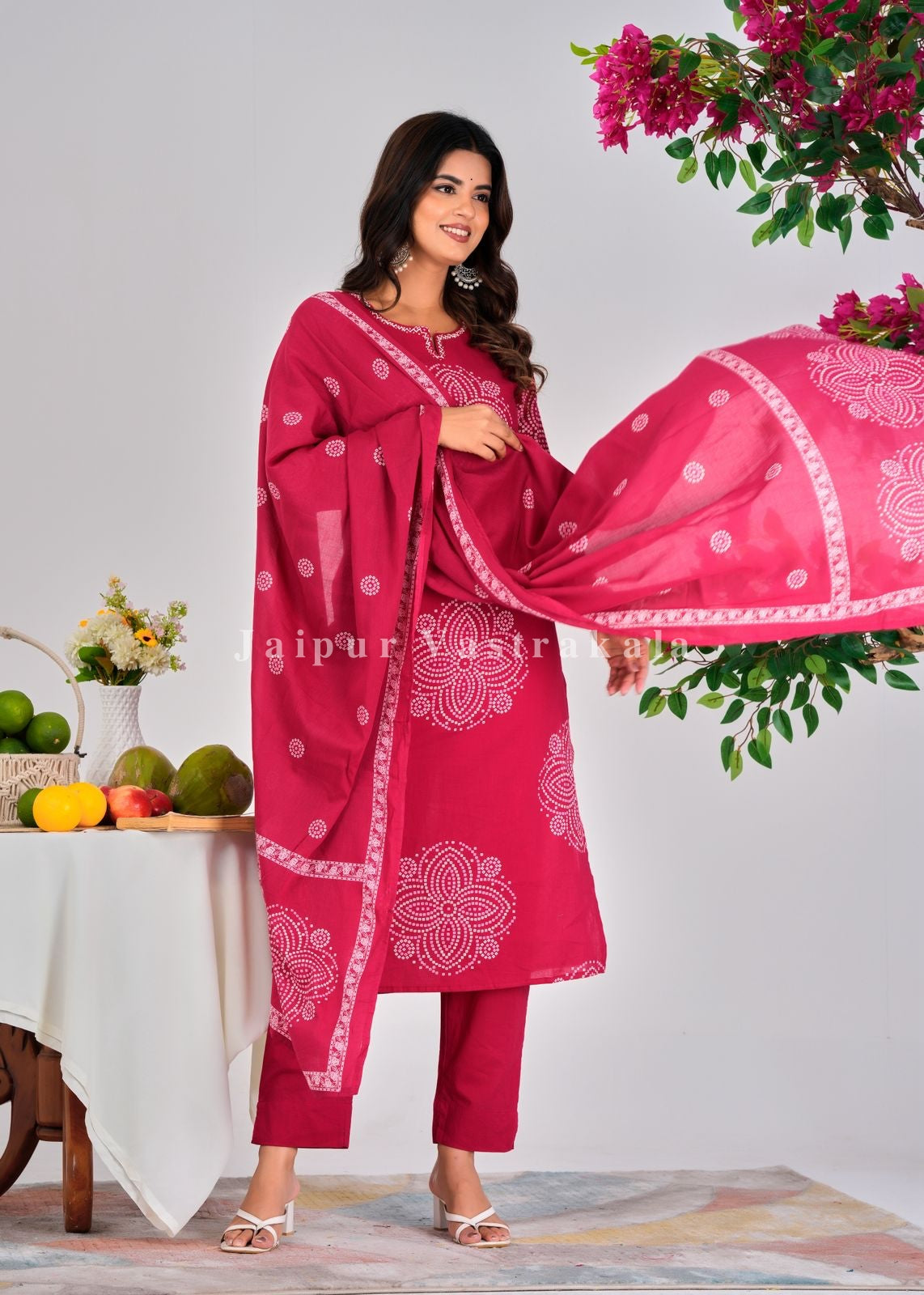 Gulabi Heritage Cotton Dupatta Set