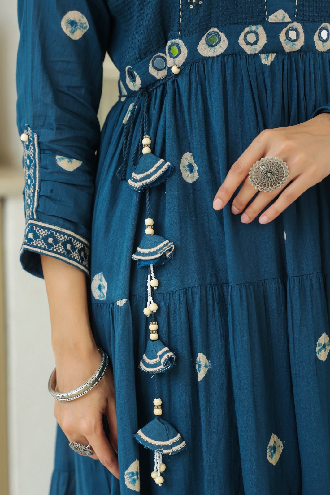 Teal Blue Fusion Mul Cotton Anarkali Suit