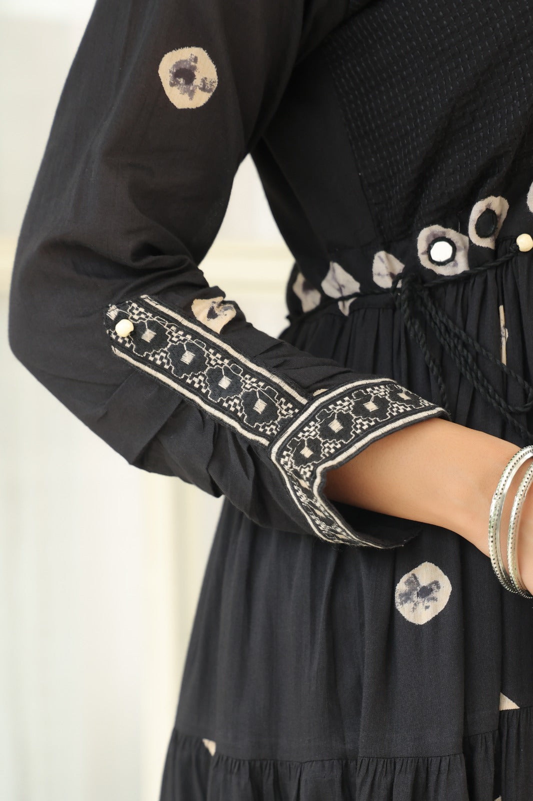 Black Fusion Mul Cotton Anarkali Suit