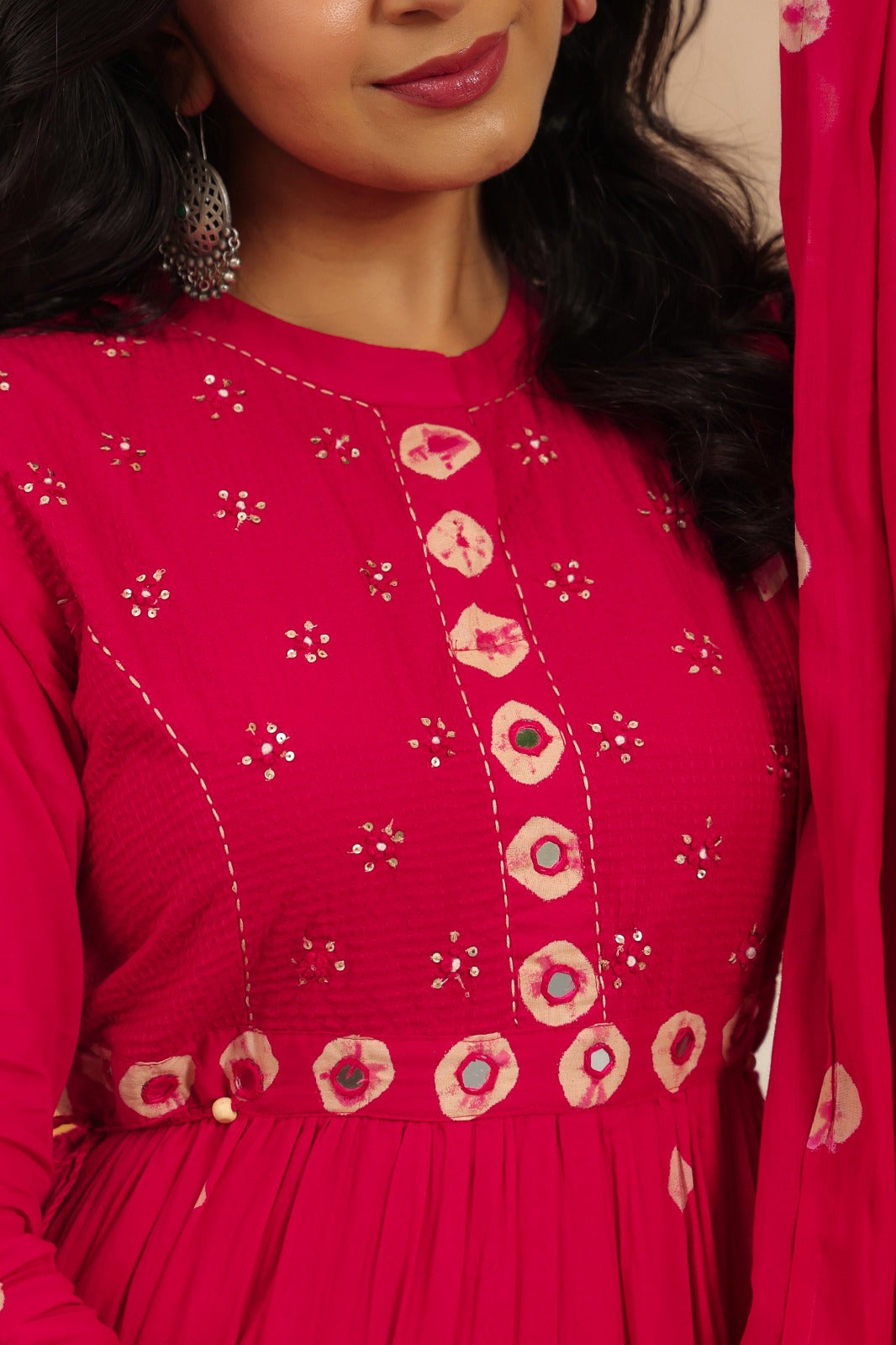 Rani Pink Fusion Mul Cotton Anarkali Suit
