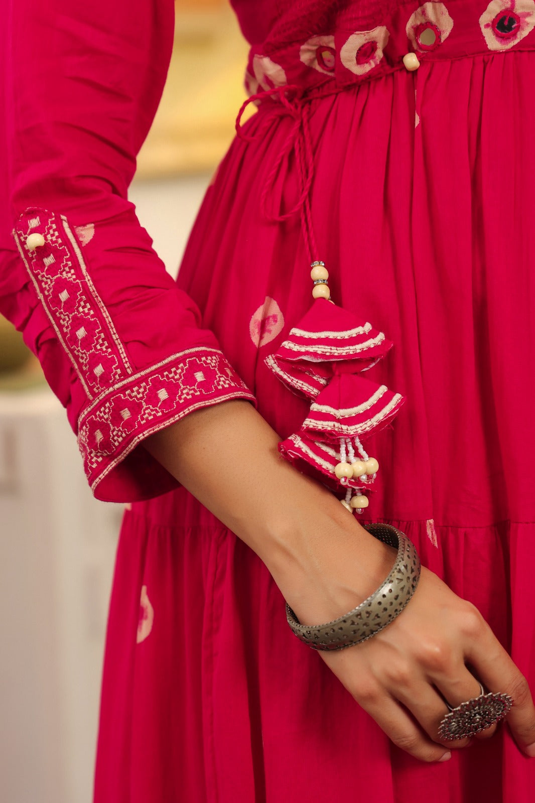 Rani Pink Fusion Mul Cotton Anarkali Suit