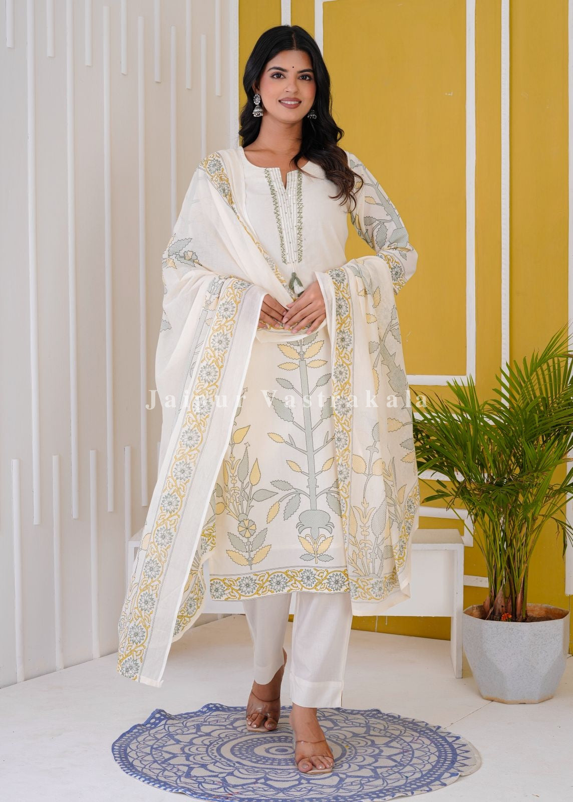hand block printed kurta set with dupatta