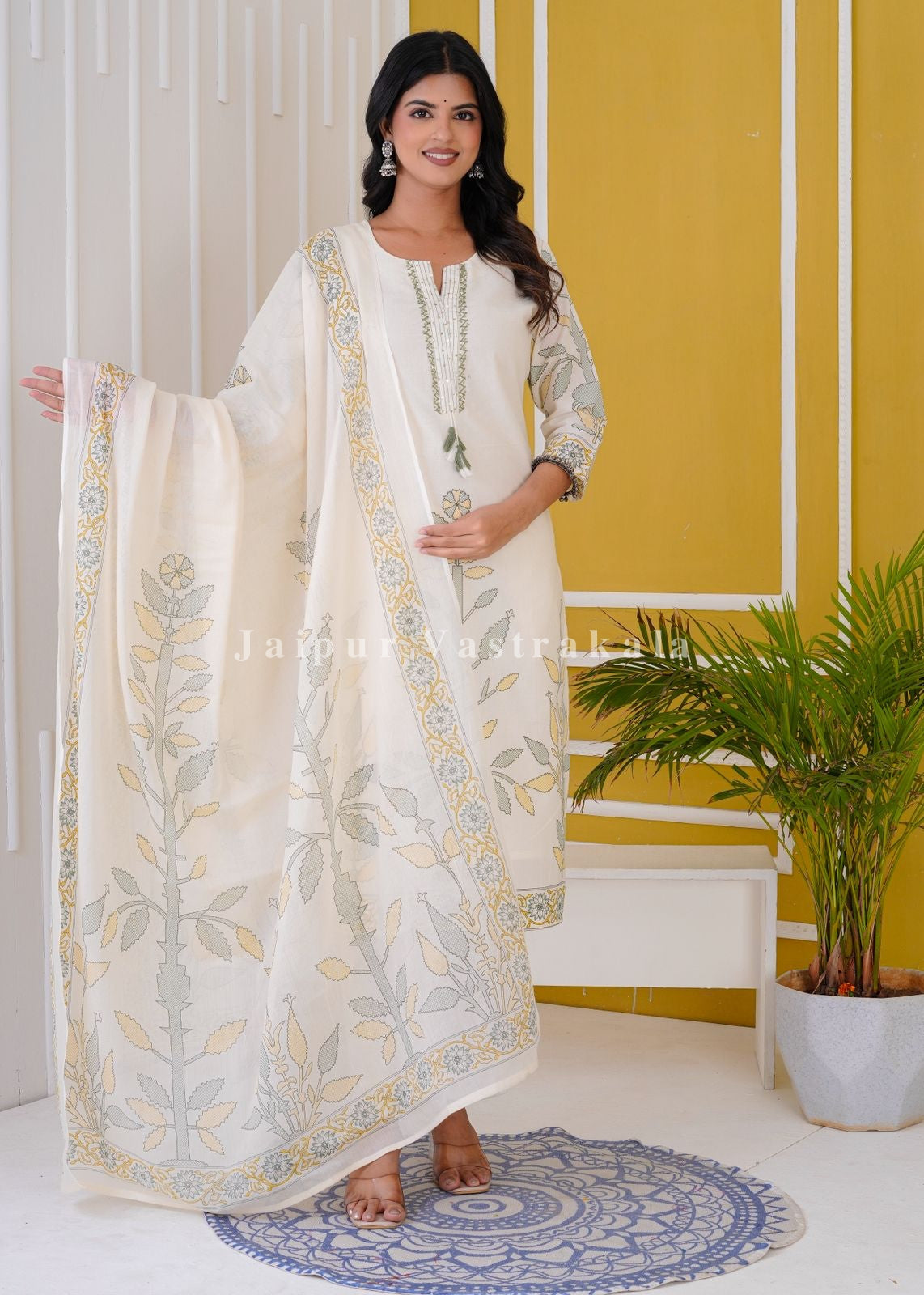 hand block printed kurta set with dupatta