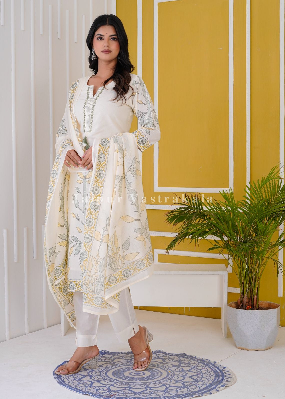 hand block printed kurta set with dupatta