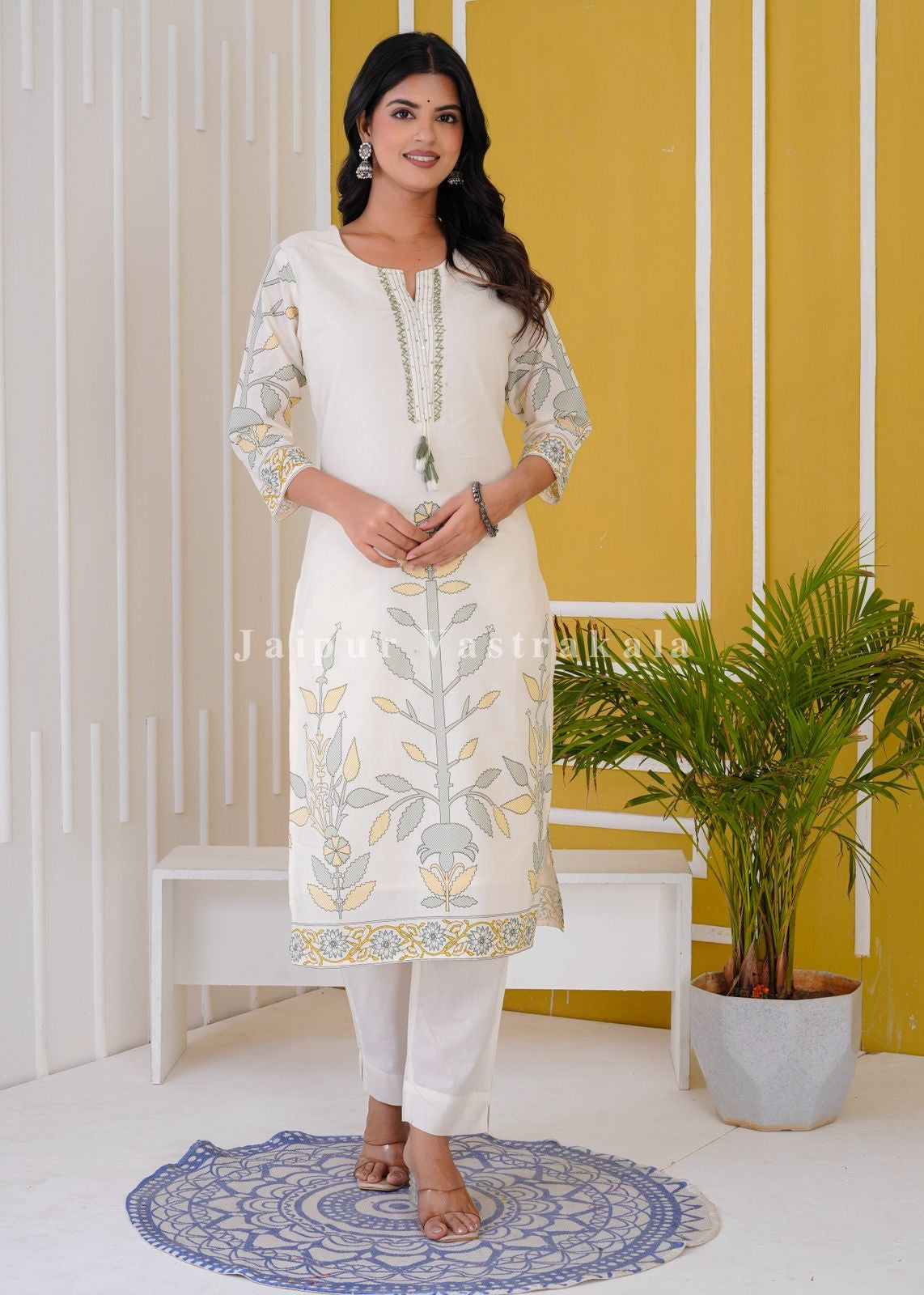 hand block printed kurta set with dupatta
