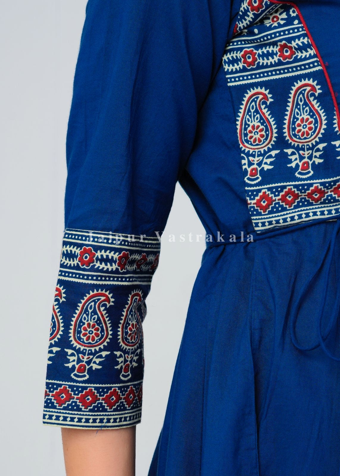 Blue Ajrakh Highlights Cotton Anarkali Suit