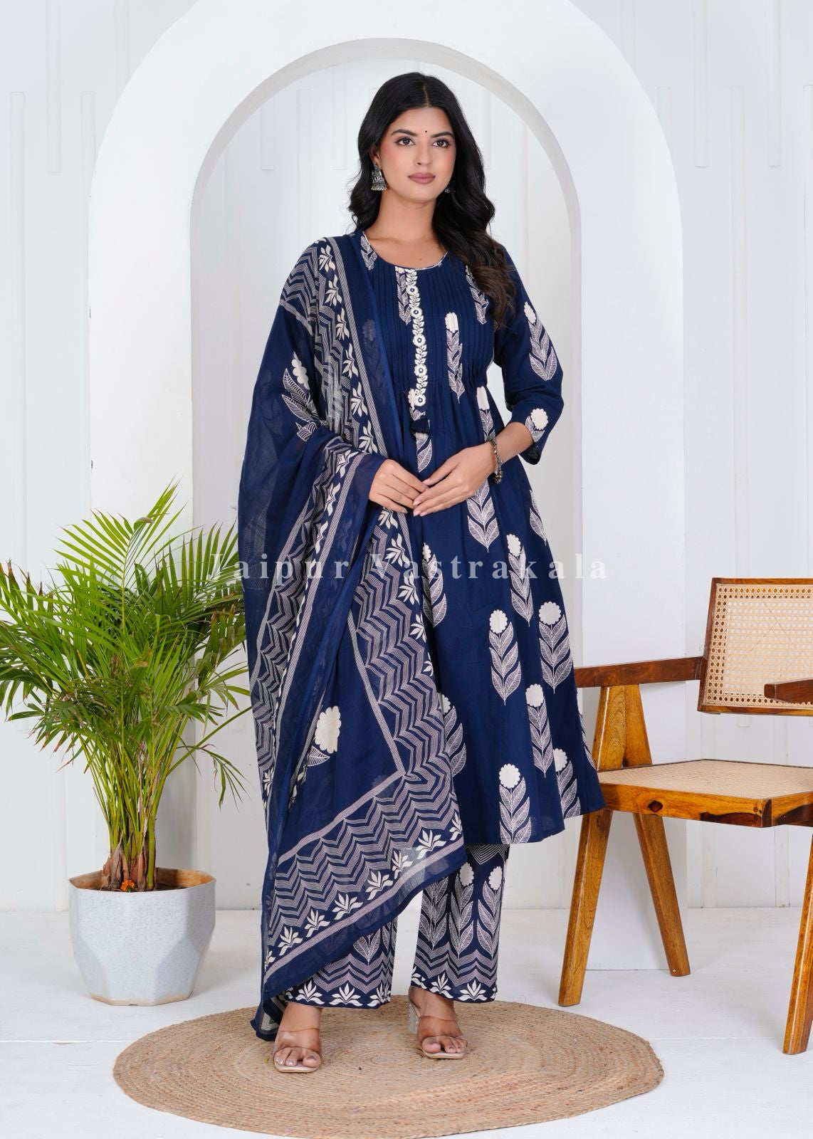 hand block printed kurta set with dupatta