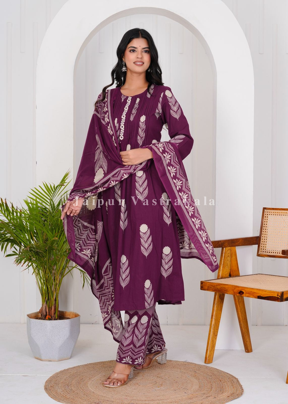 hand block printed kurta set with dupatta