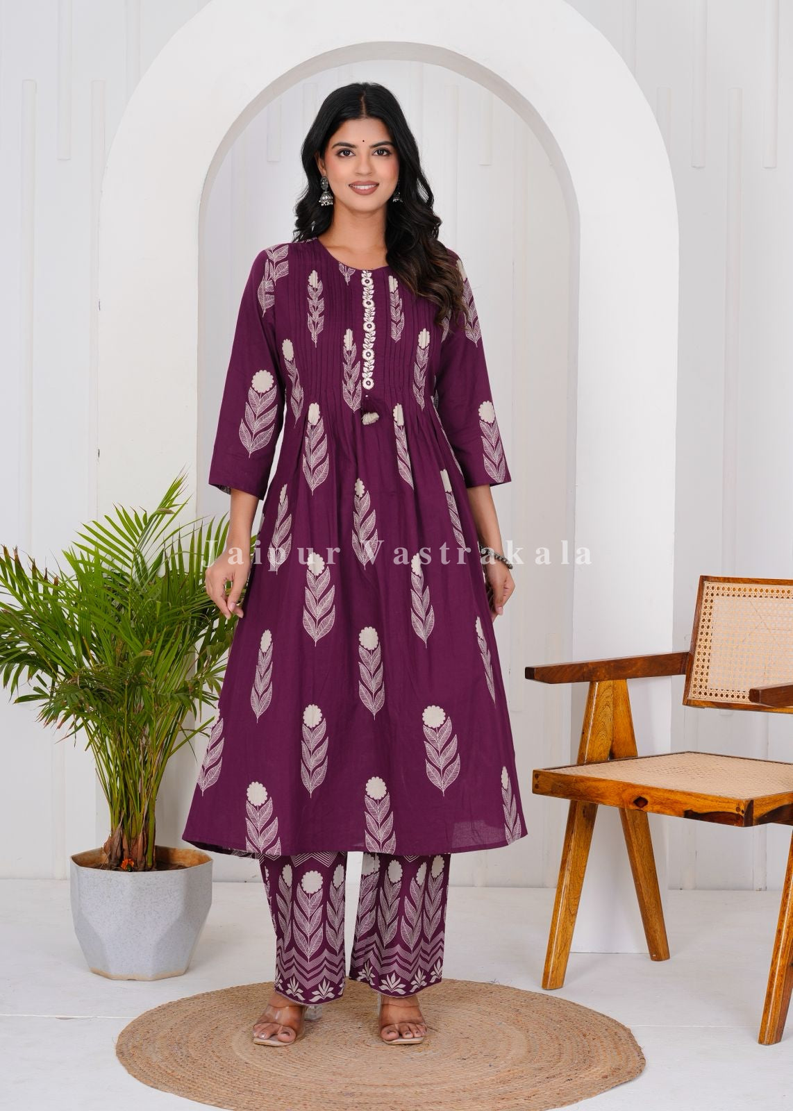 hand block printed kurta set with dupatta
