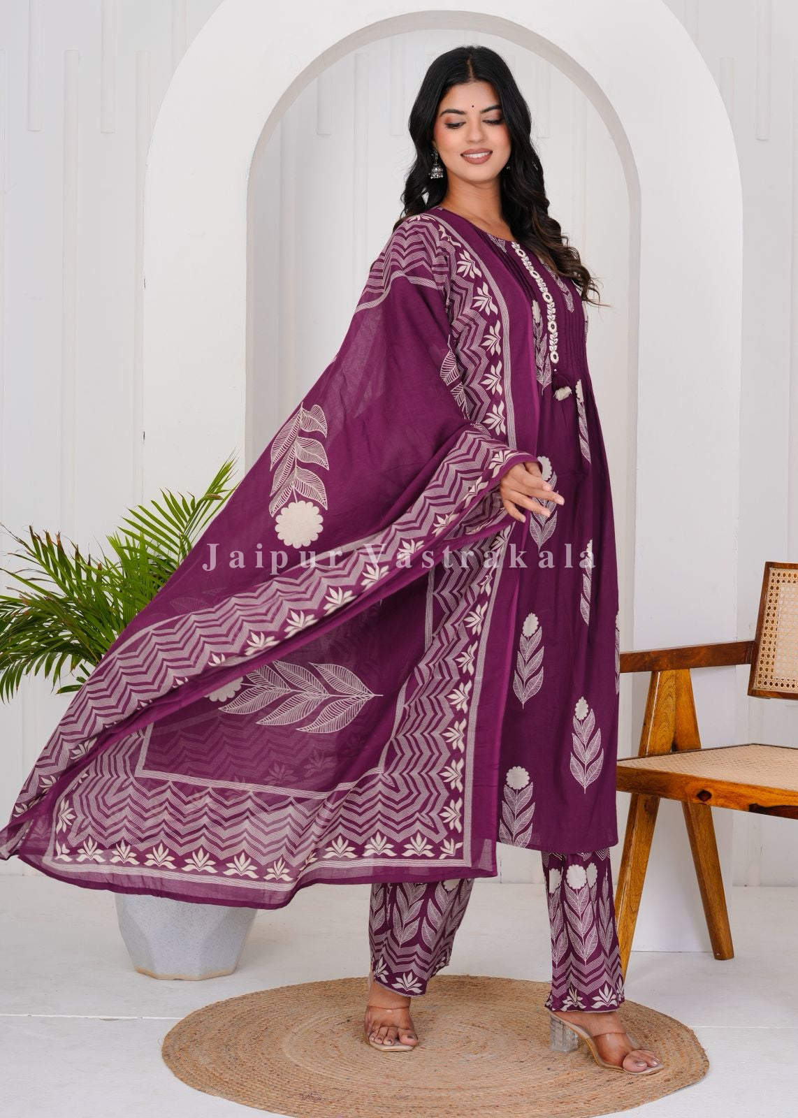 hand block printed kurta set with dupatta
