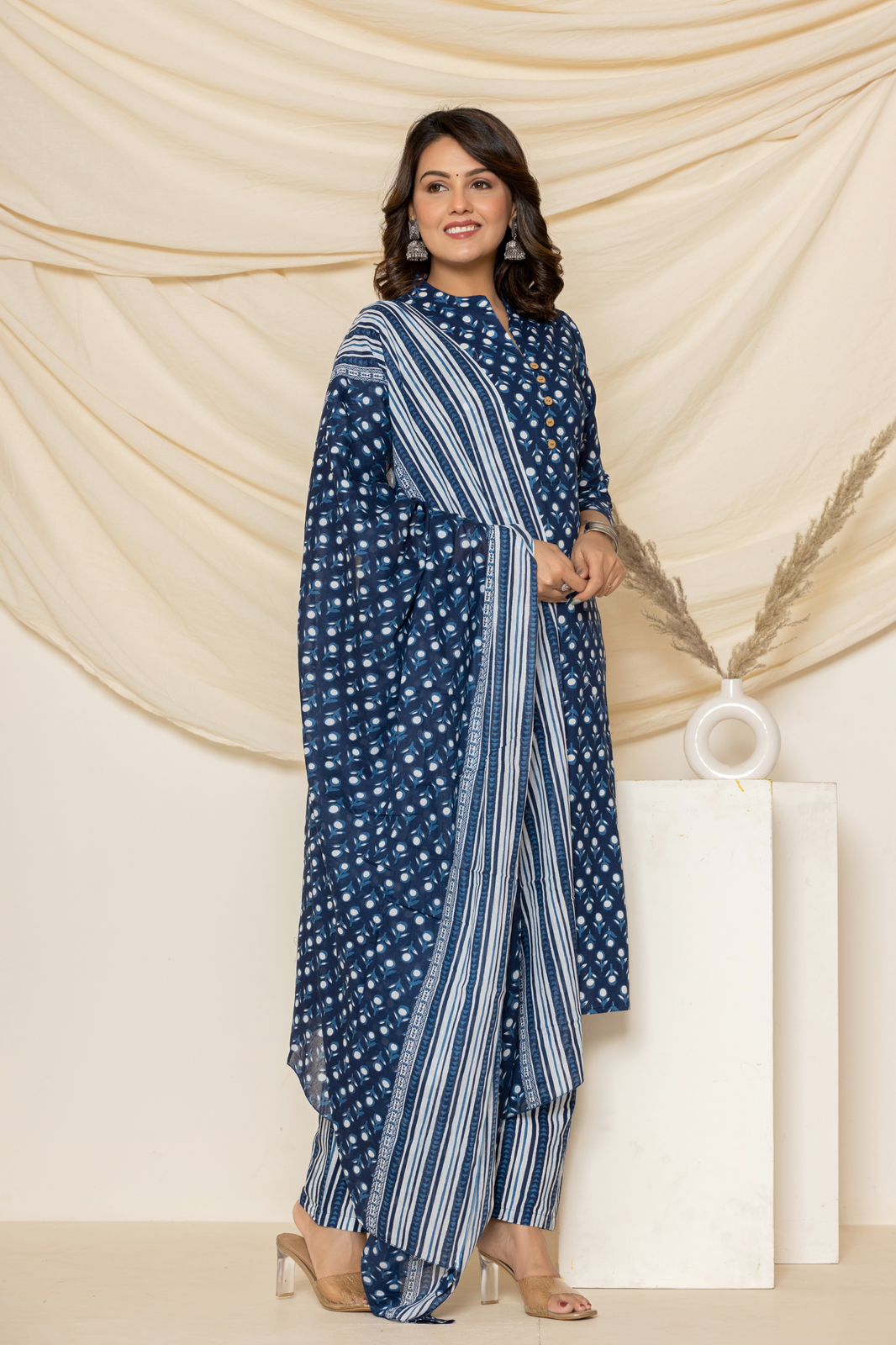 hand block printed kurta set with dupatta