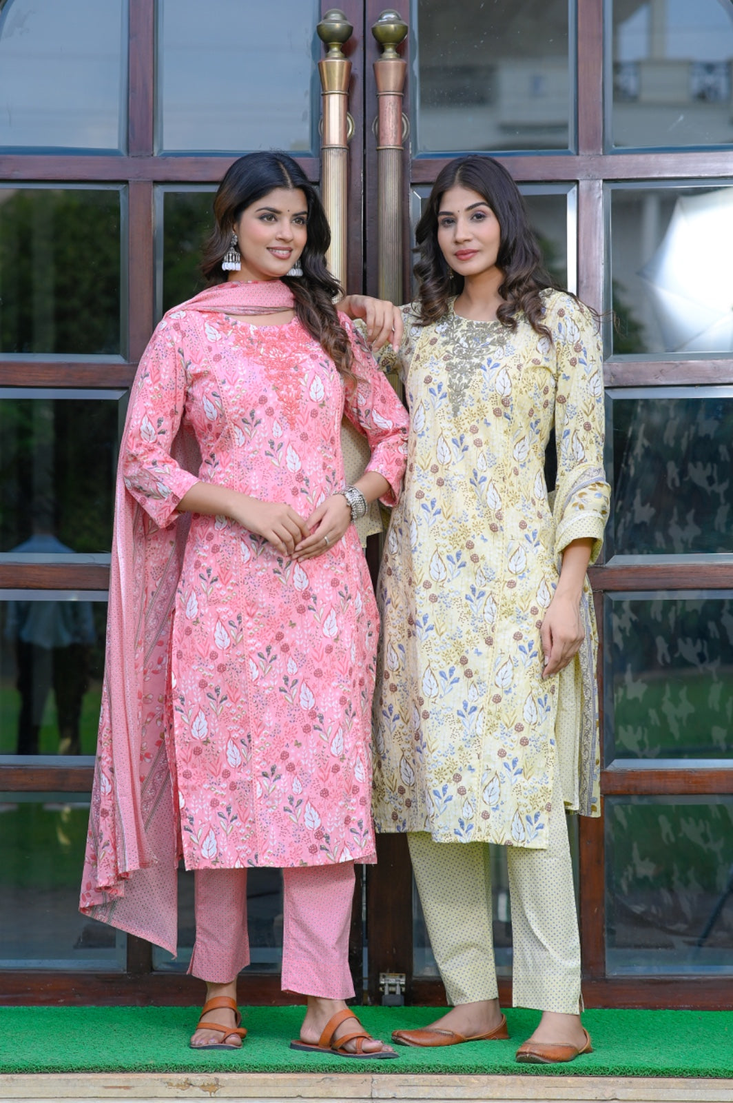 hand block printed kurta set with dupatta