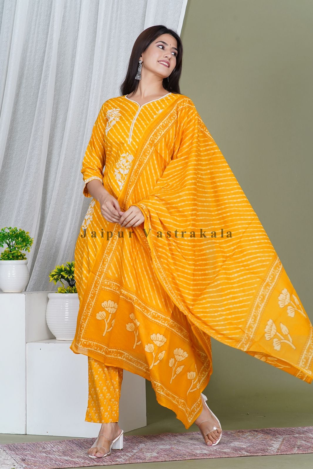 hand block printed kurta set with dupatta