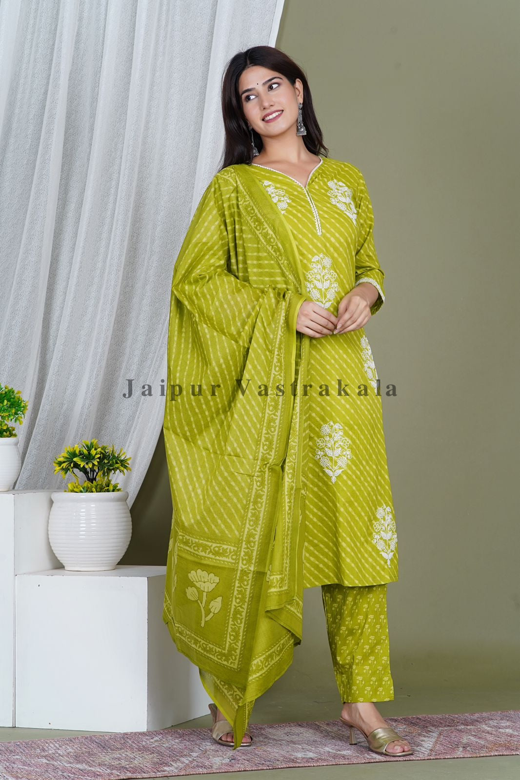 hand block printed kurta set with dupatta