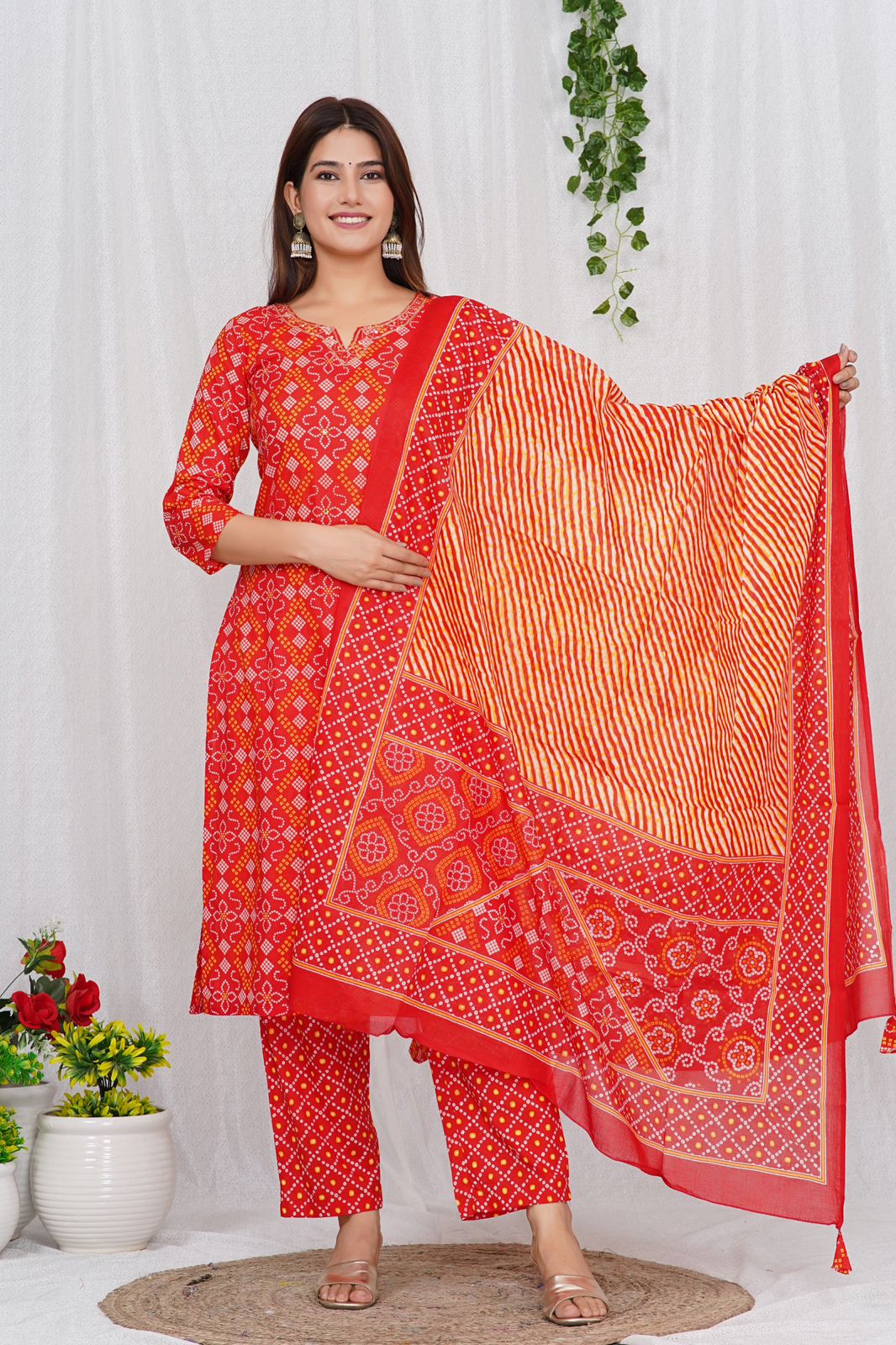 hand block printed kurta set with dupatta