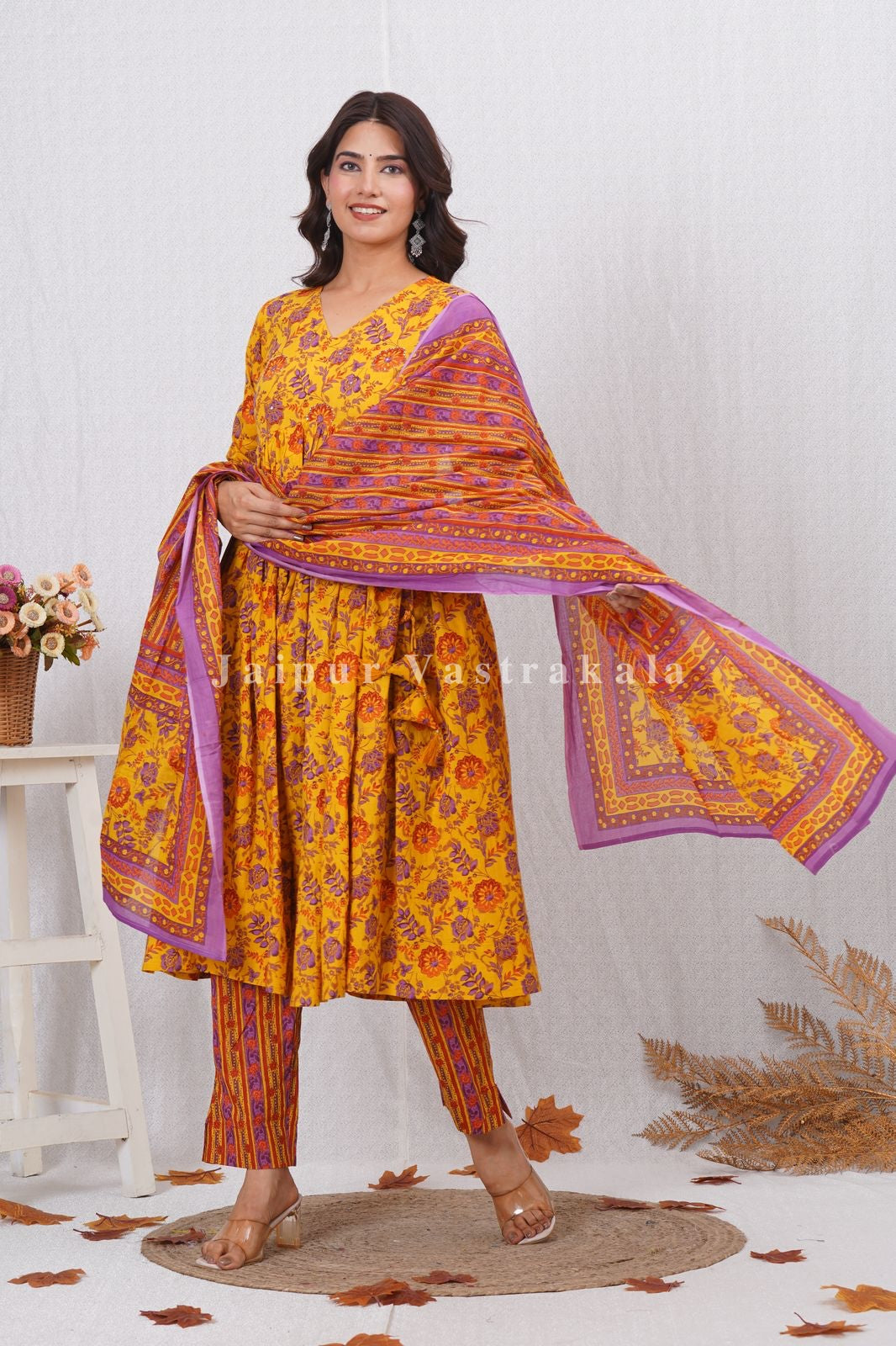 hand block printed kurta set with dupatta