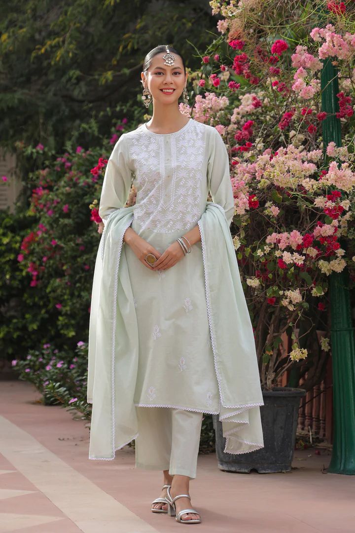hand block printed kurta set with dupatta