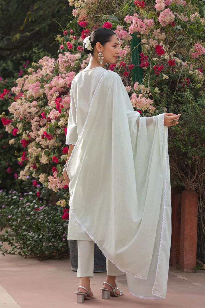 hand block printed kurta set with dupatta