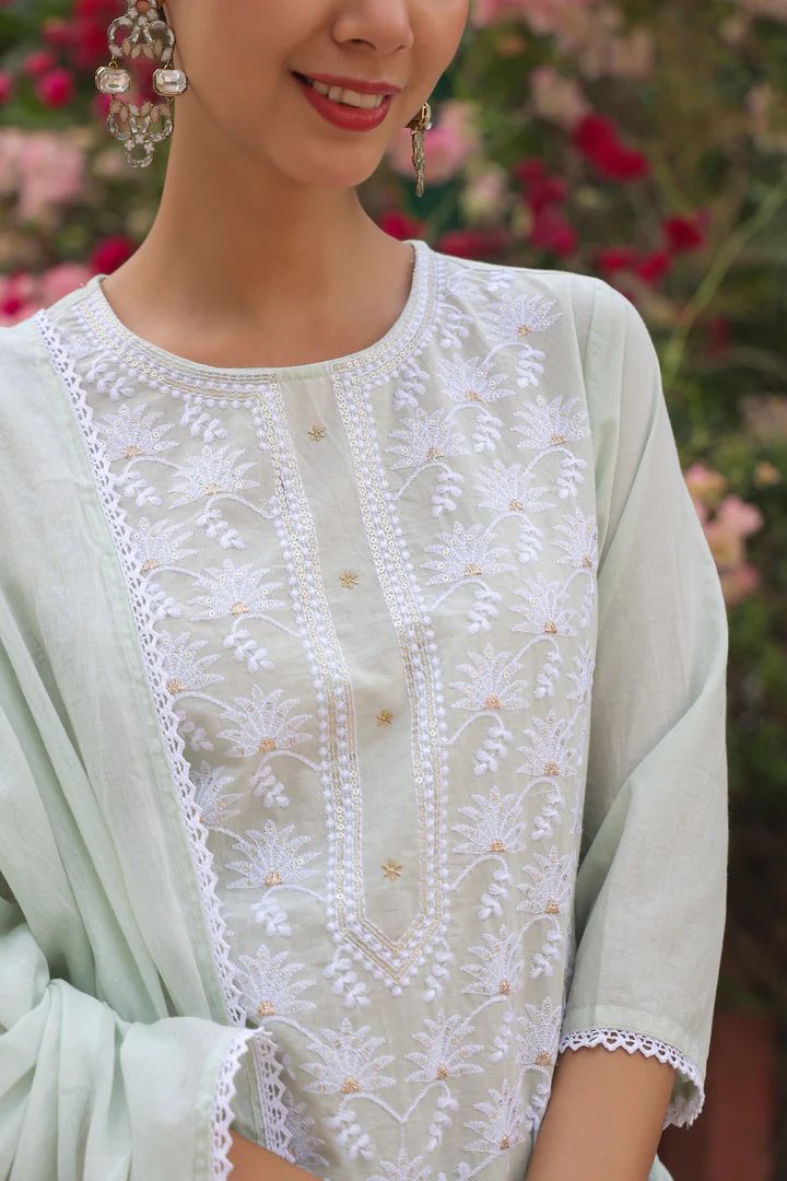 hand block printed kurta set with dupatta