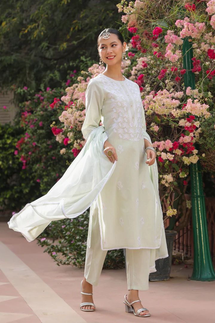 hand block printed kurta set with dupatta