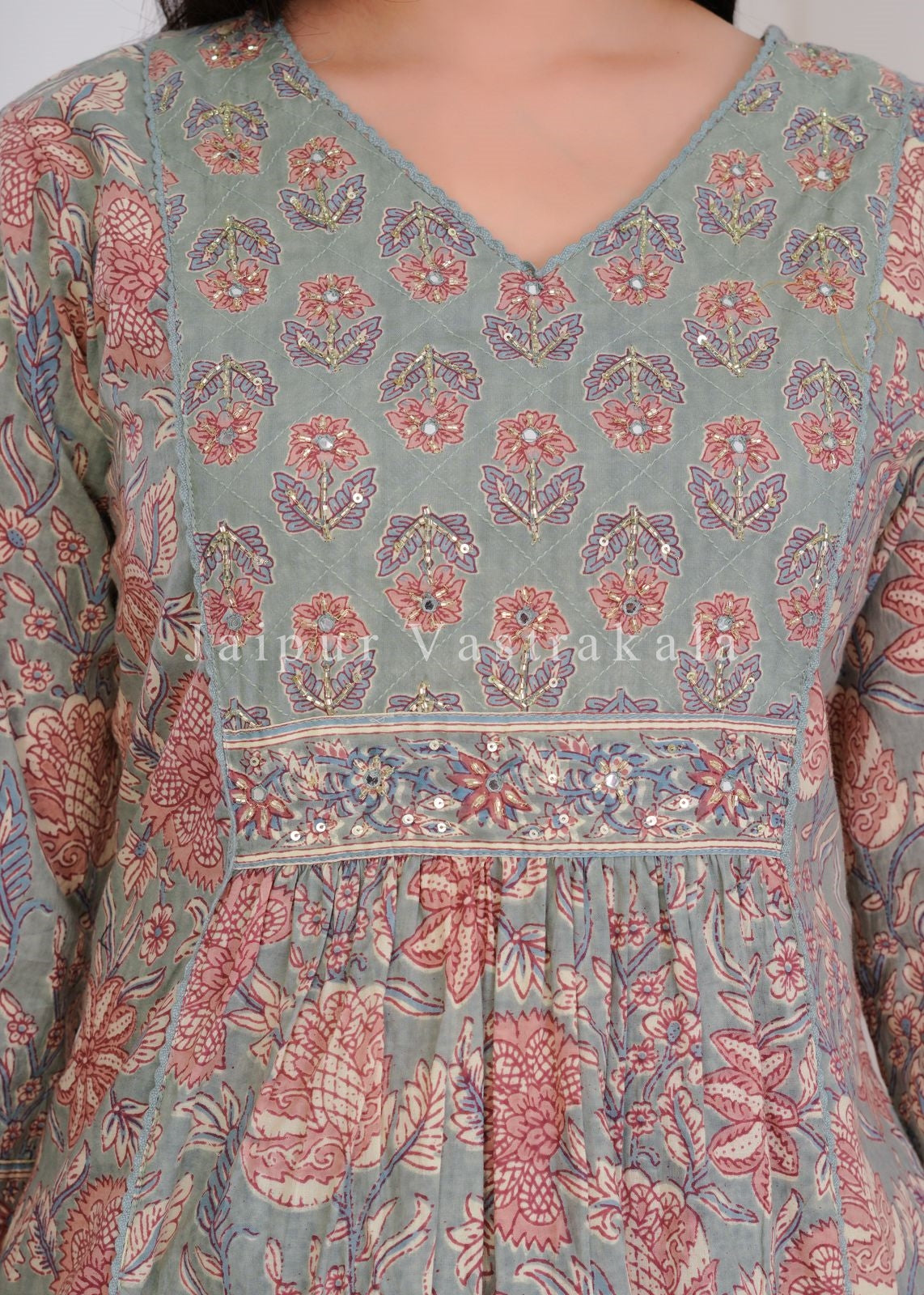 hand block printed kurta set with dupatta