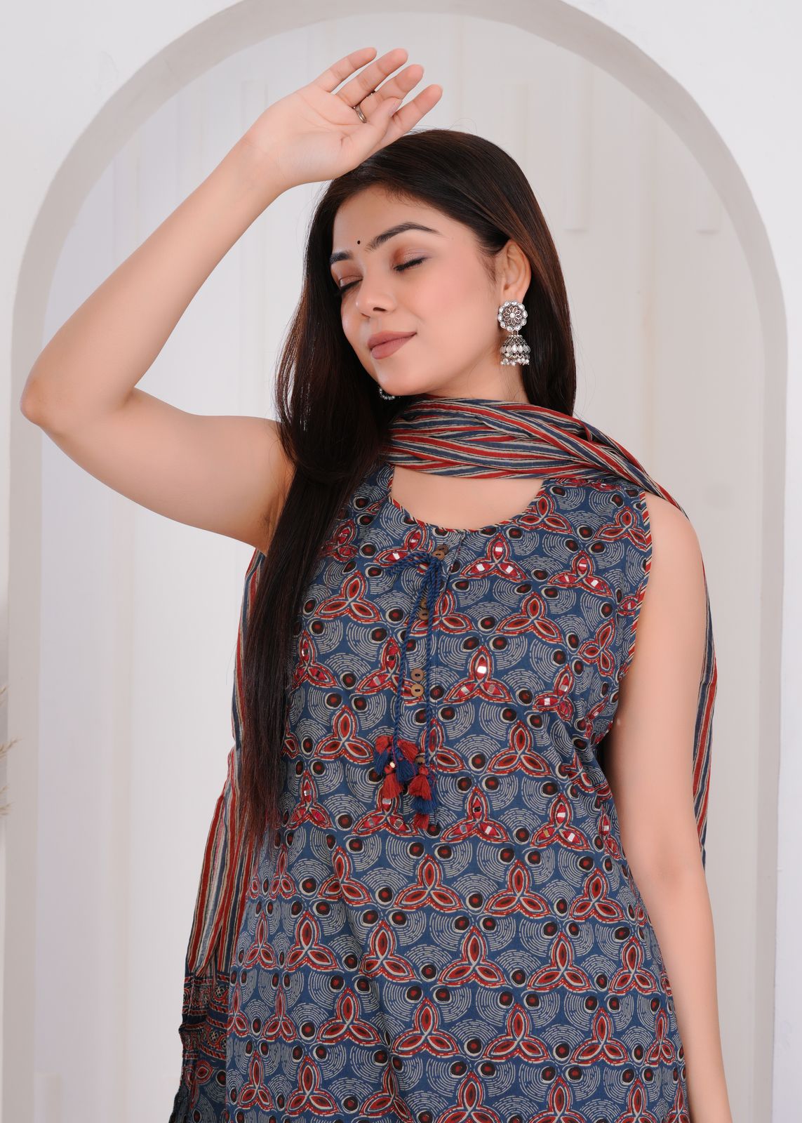 hand block printed kurta set with dupatta