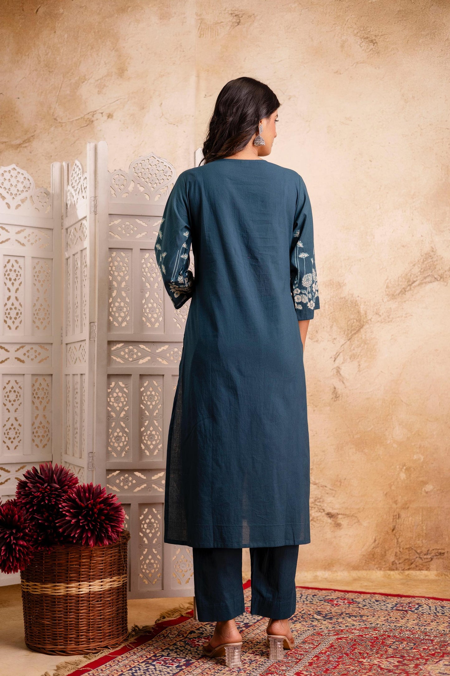 hand block printed kurta set with dupatta