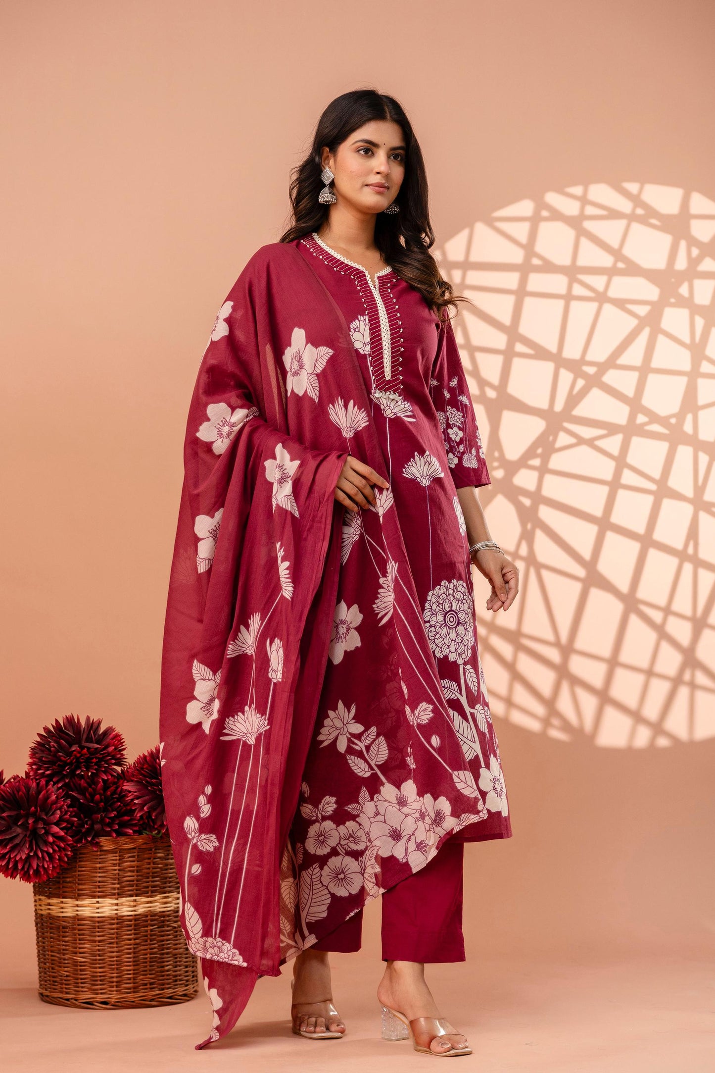 hand block printed kurta set with dupatta