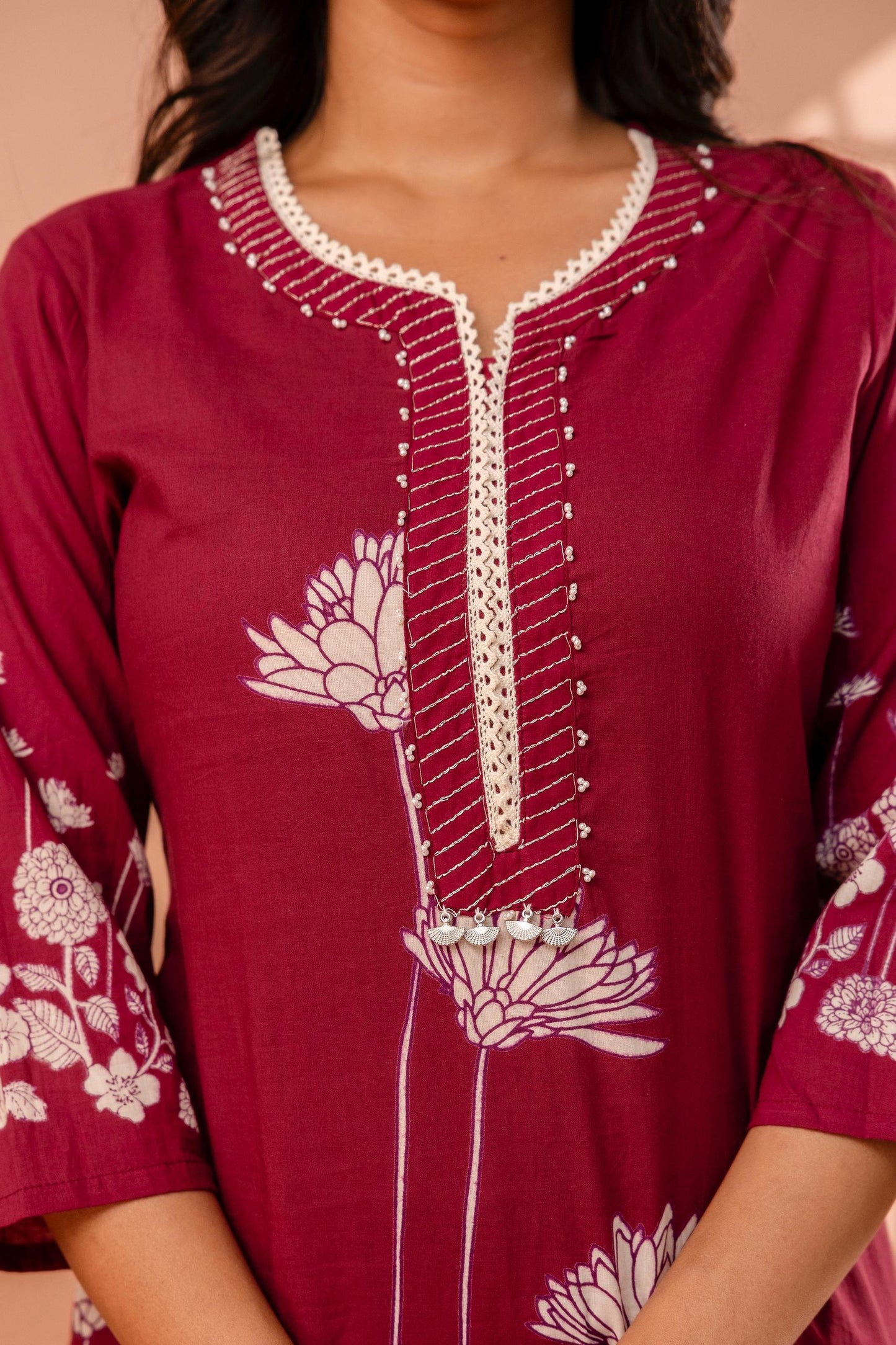 hand block printed kurta set with dupatta