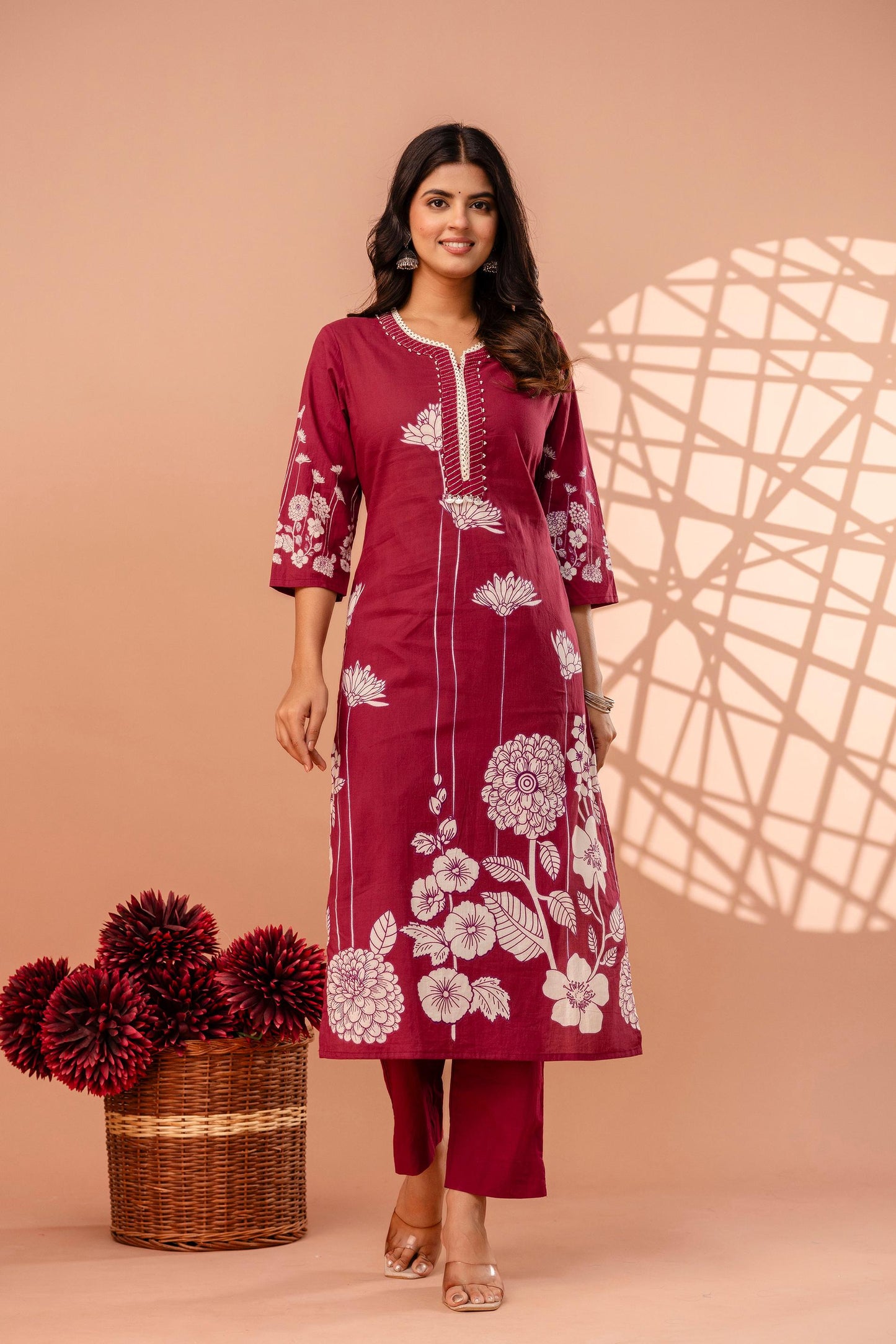 hand block printed kurta set with dupatta