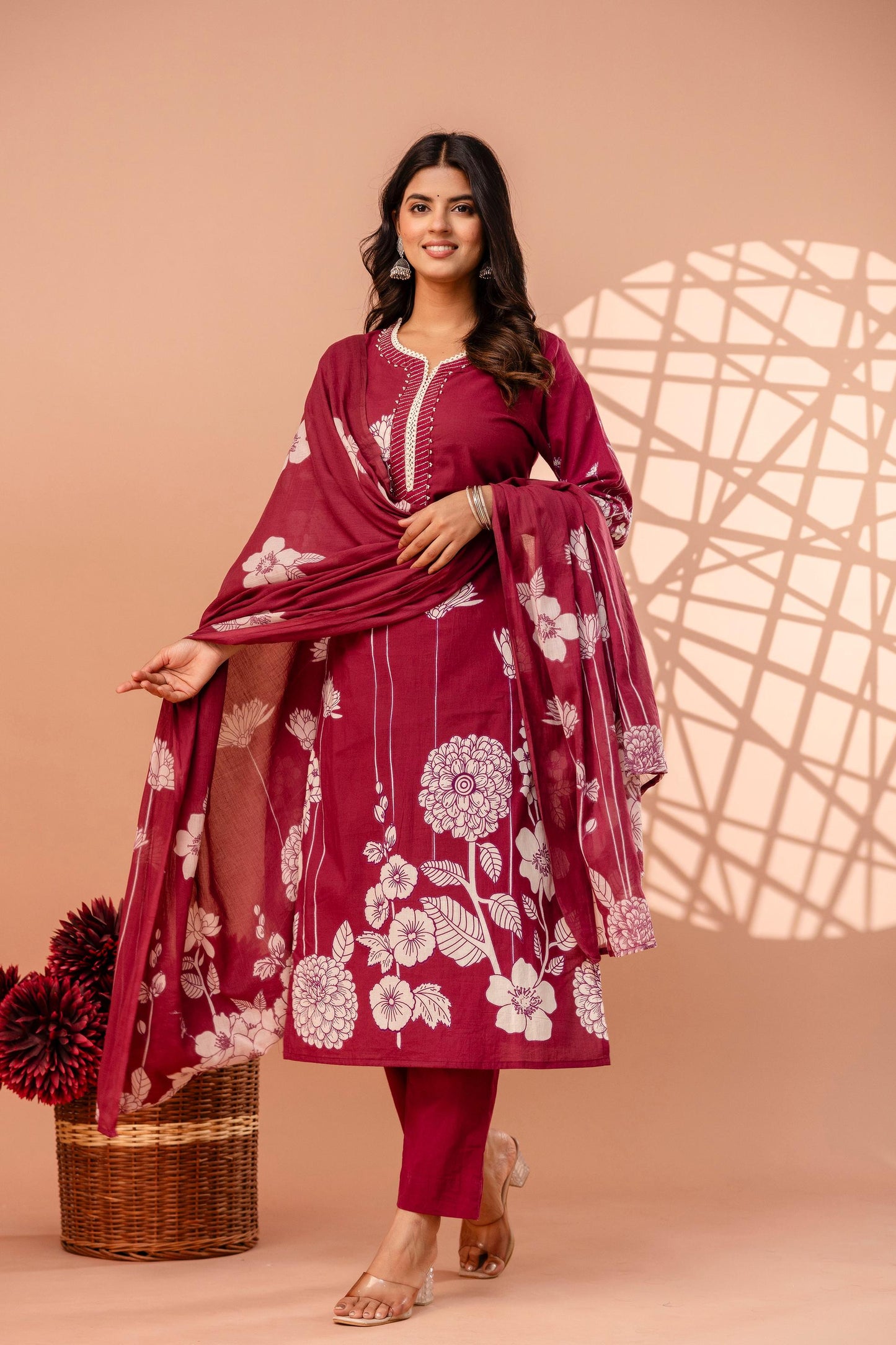 hand block printed kurta set with dupatta